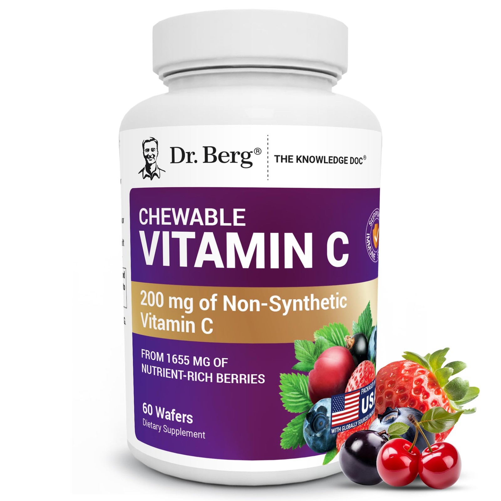 Dr. Berg Chewable Vitamin C Complex – Made with Organic, Non-GMO Berries – 60…