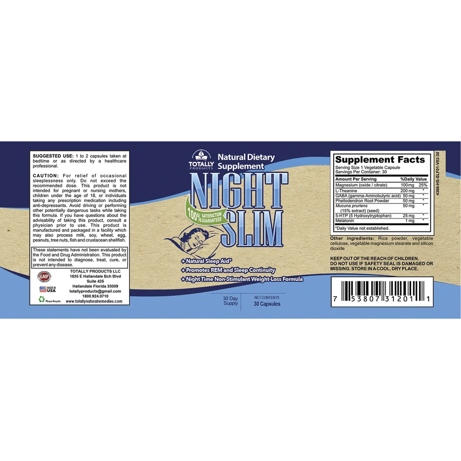 Night Slim Sleep Aid Dietary Supplement & White Kidney Bean Metabolism Support
