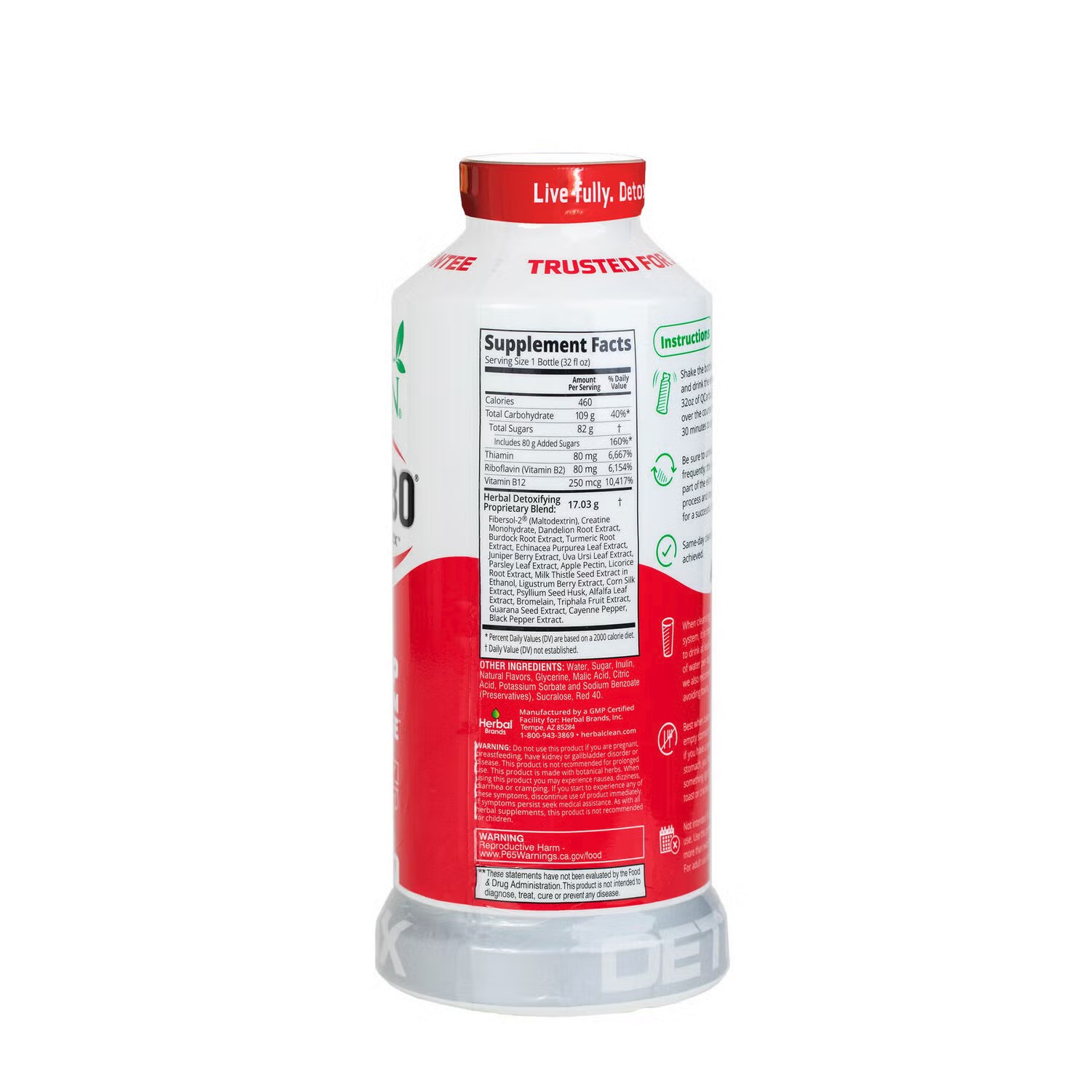 Herbal Clean QCarb0 32 Oz, 1 Step Maximum Cleanse Formula Tropical Exp 4/27