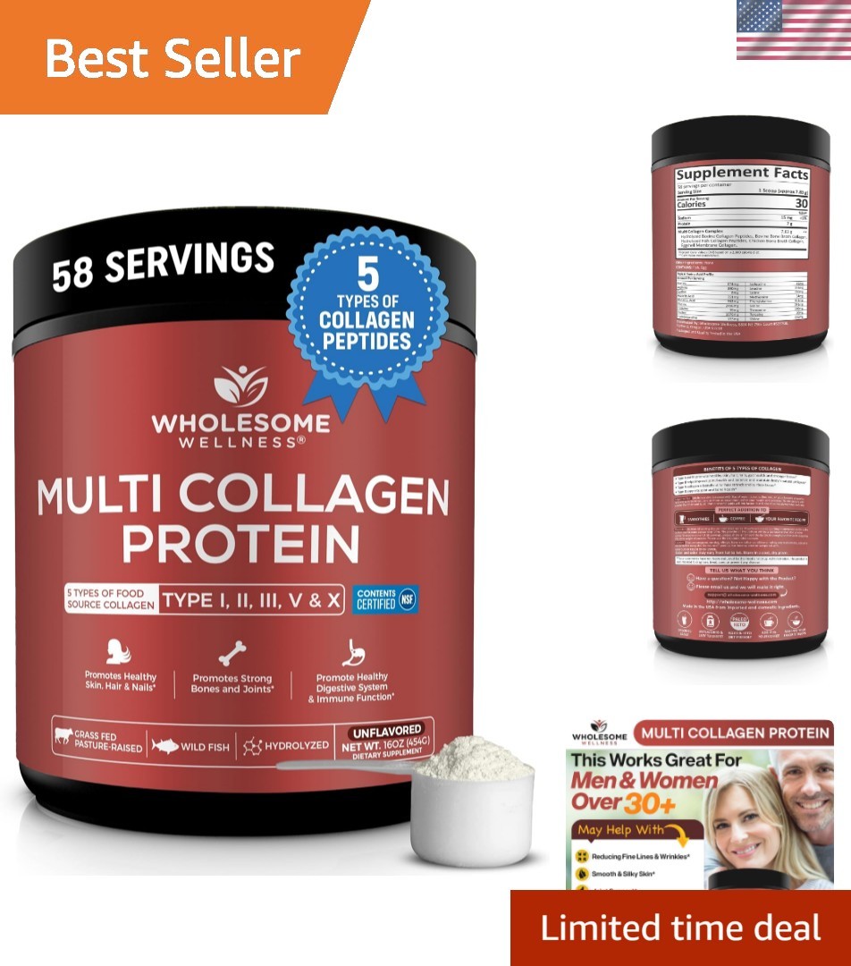 Unflavored Grass-Fed Protein Powder for Youthful Skin & Joint Support – 16oz