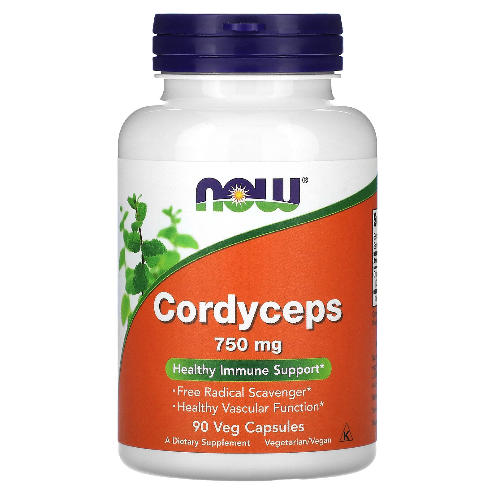 Now Foods Cordyceps 750 mg 90 Veggie Caps GMP Quality Assured, Kosher, Vegan,