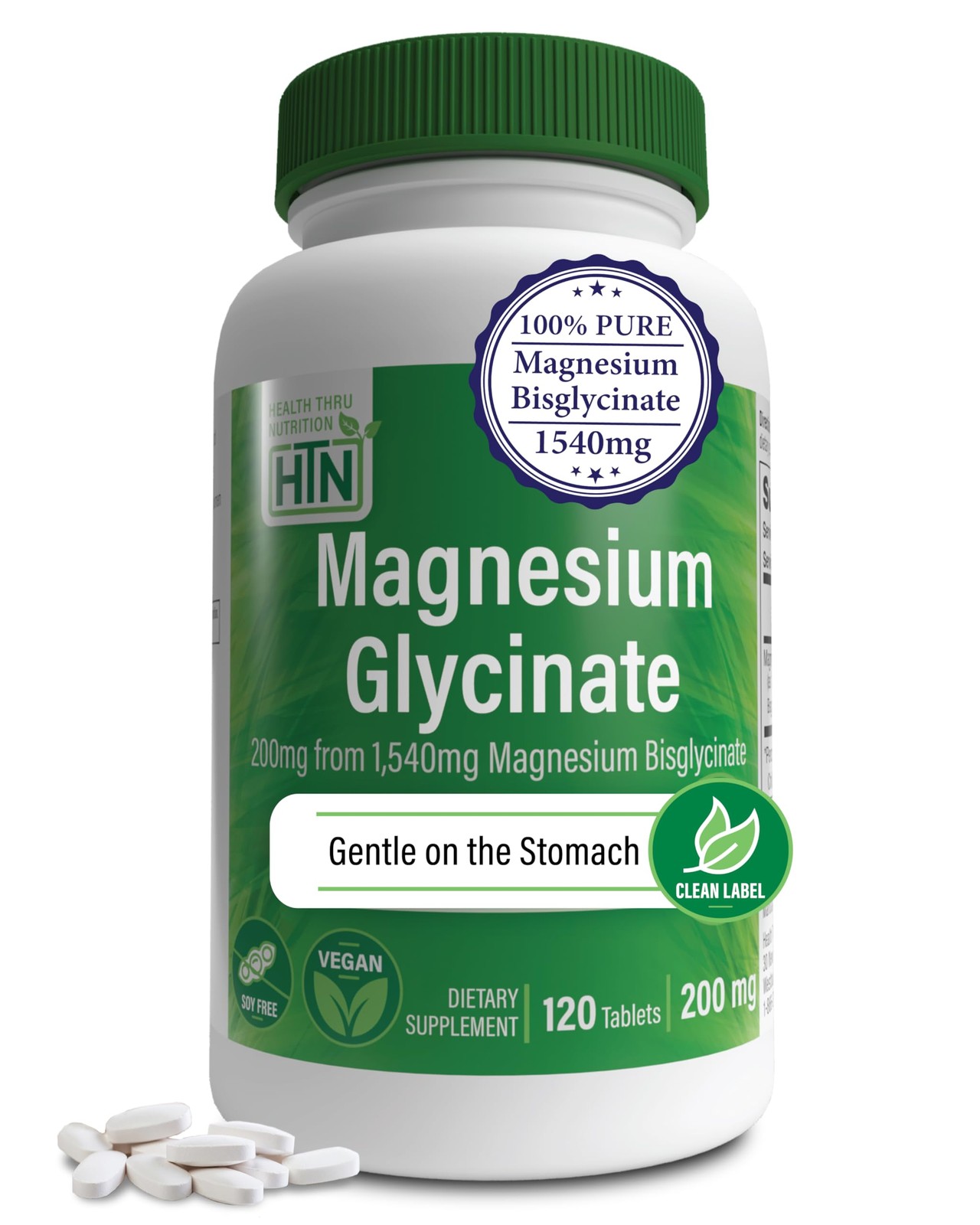 Magnesium Glycinate 200mg 120 Tablets | Fully Reacted 120 Count (Pack of 1)