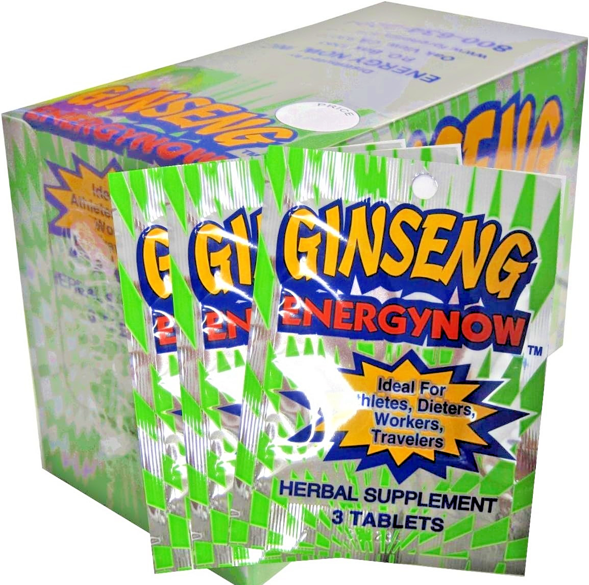 Energy Now Ginseng Herbal Supplements 24 Packs 3 Pills In Each Pack