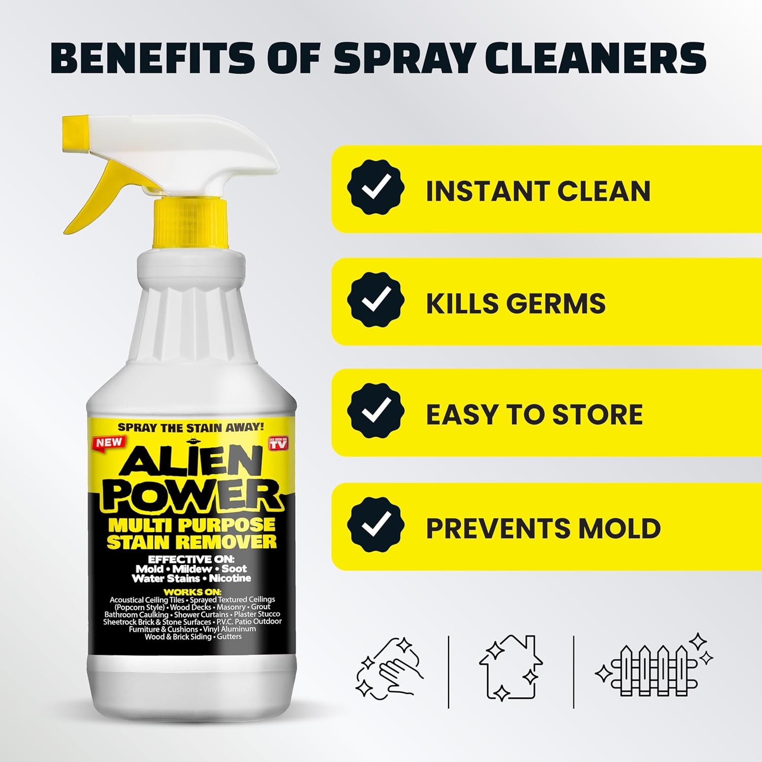 Alien Power 72 Fl Oz Instant Stain Remover Spray for Mold and Mildew and Grout