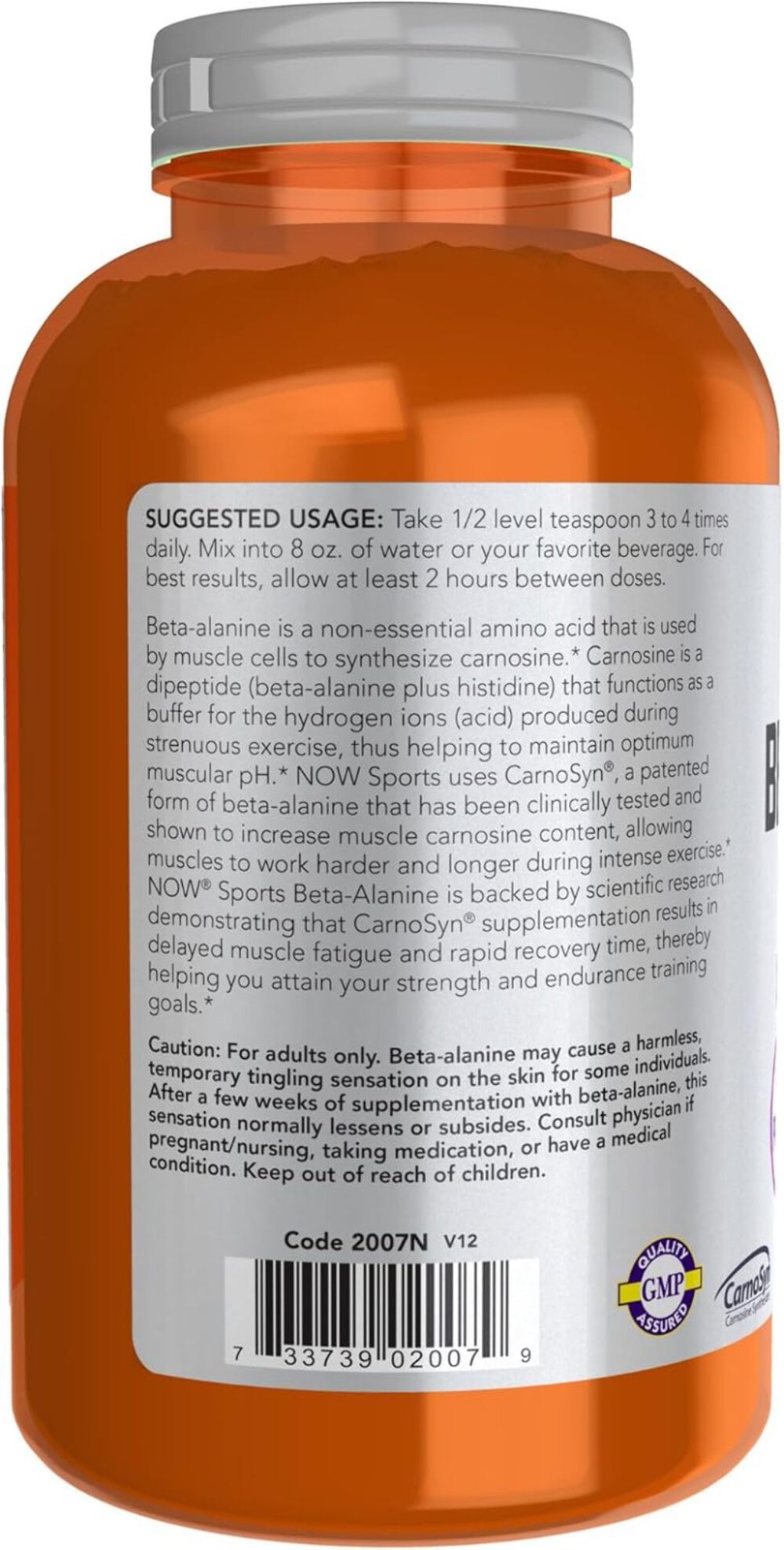 NOW sports, Beta-Alanine Pure Powder 2,000 mg – 500 Grams