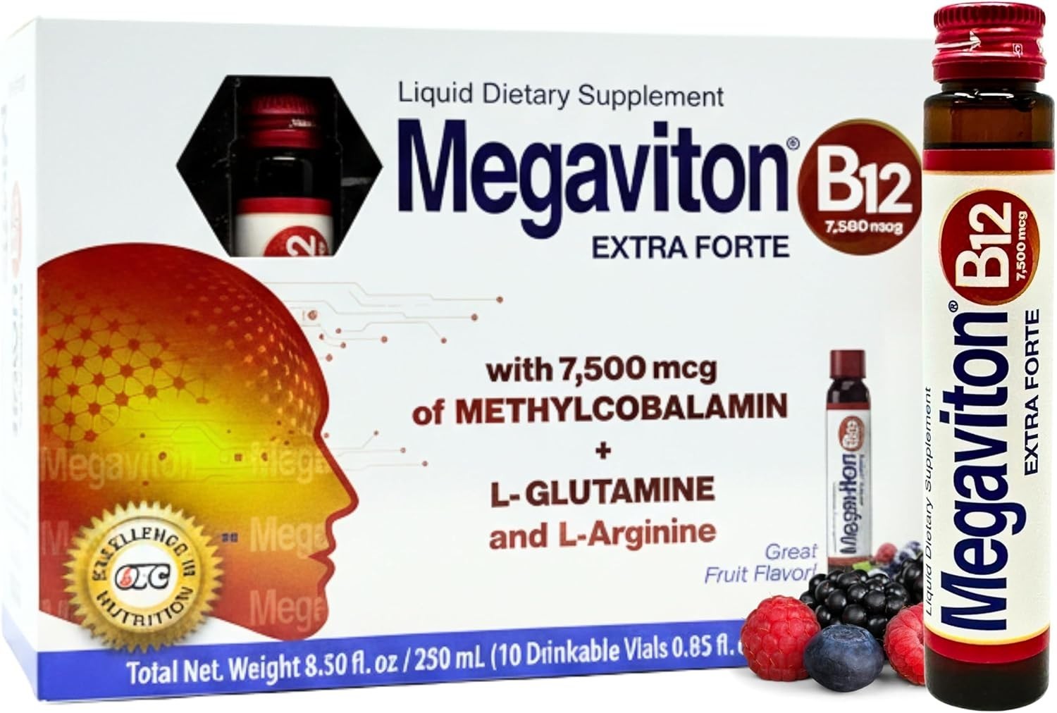 Megaviton B12 Extra Forte 7500 mcg Liquid 10 Drinkable Vials 8.50 fl oz