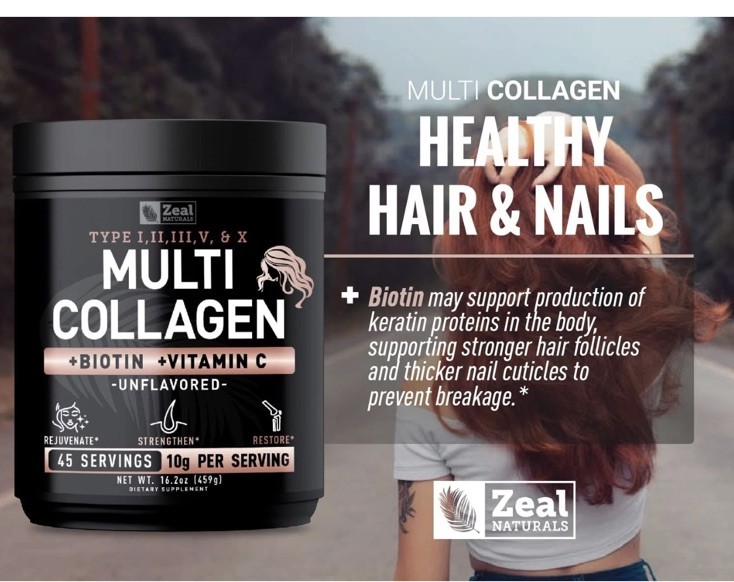 Premium Multi Collagen Peptides Protein Powder (1, 2, 3, 5 & 10) with Vitamin C,