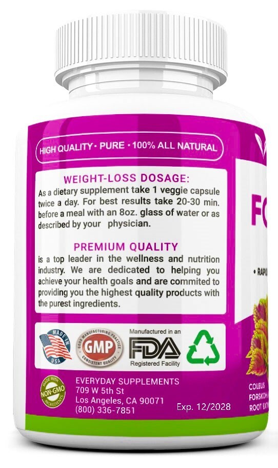 5 x Forskolin Maximum Strength 100% Pure 3400mg Rapid Results Forskolin Extract