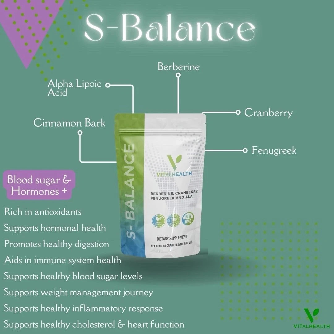 Vital Health S-Balance 60 Capsules promotes healthy blood sugar