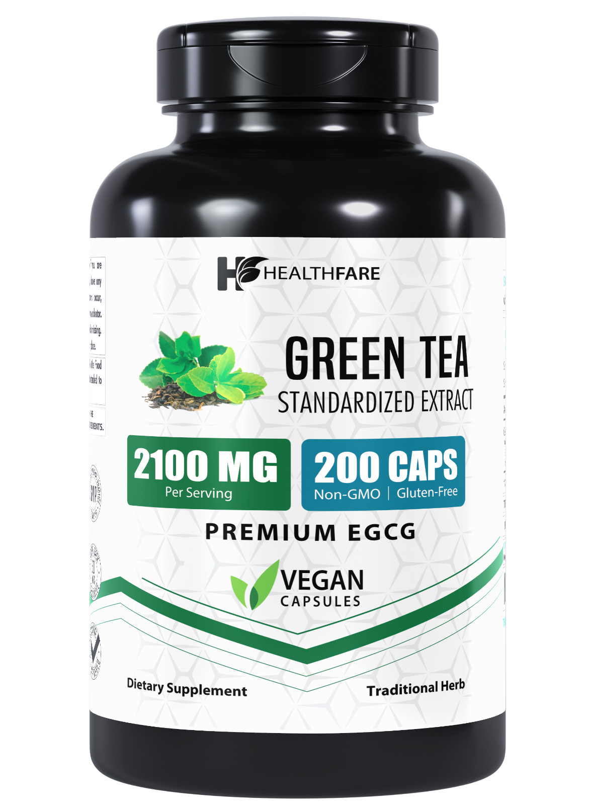 Healthfare ECGG Green Tea Extract 200 Capsules 98% Polyphenols 80% Catechins