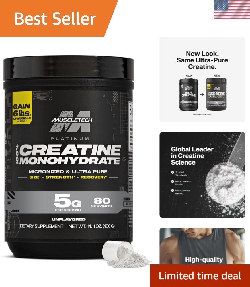 Ultra-Pure Creatine Powder for Men & Women – 80 Servings for Optimal Strength