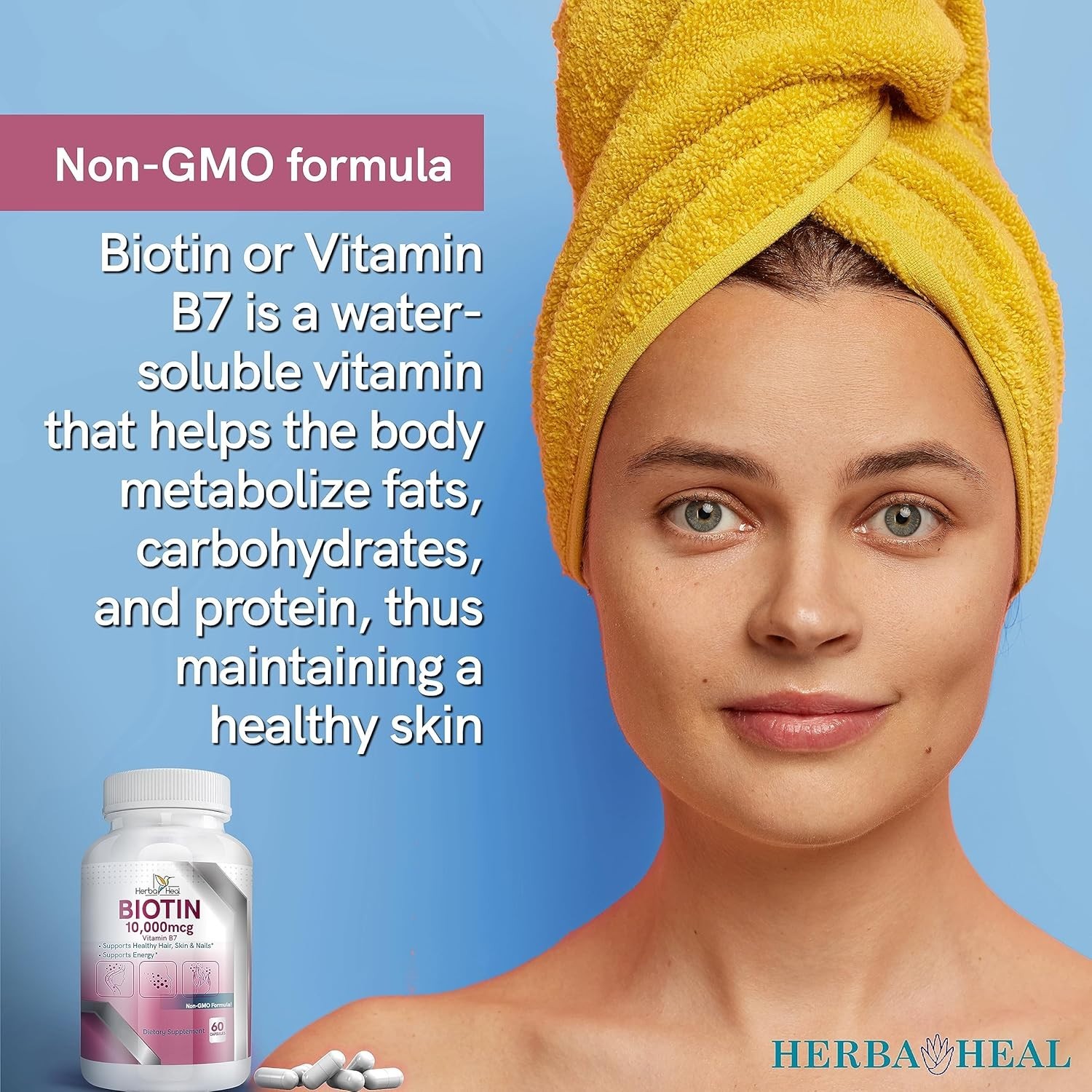 Biotin 10mg High Potency Vitamin B7 100 Tab Hair Growth Skin Nails Supplement