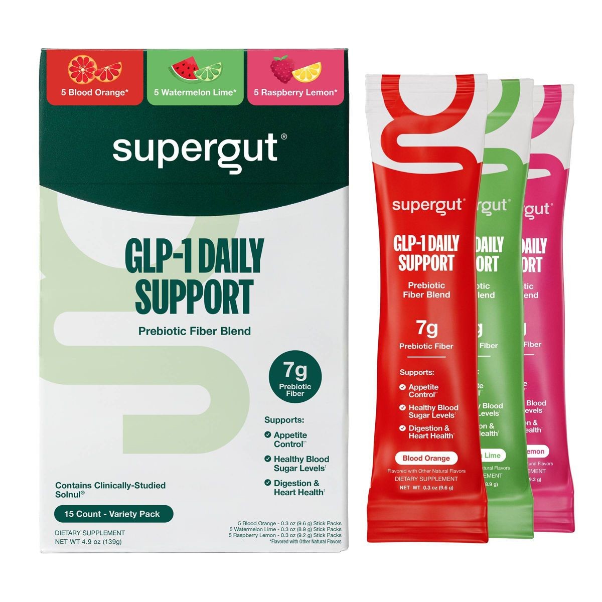 Supergut Prebiotic Fiber Variety Pack 15-Count Gut Health Drink Mix Exp 07/27