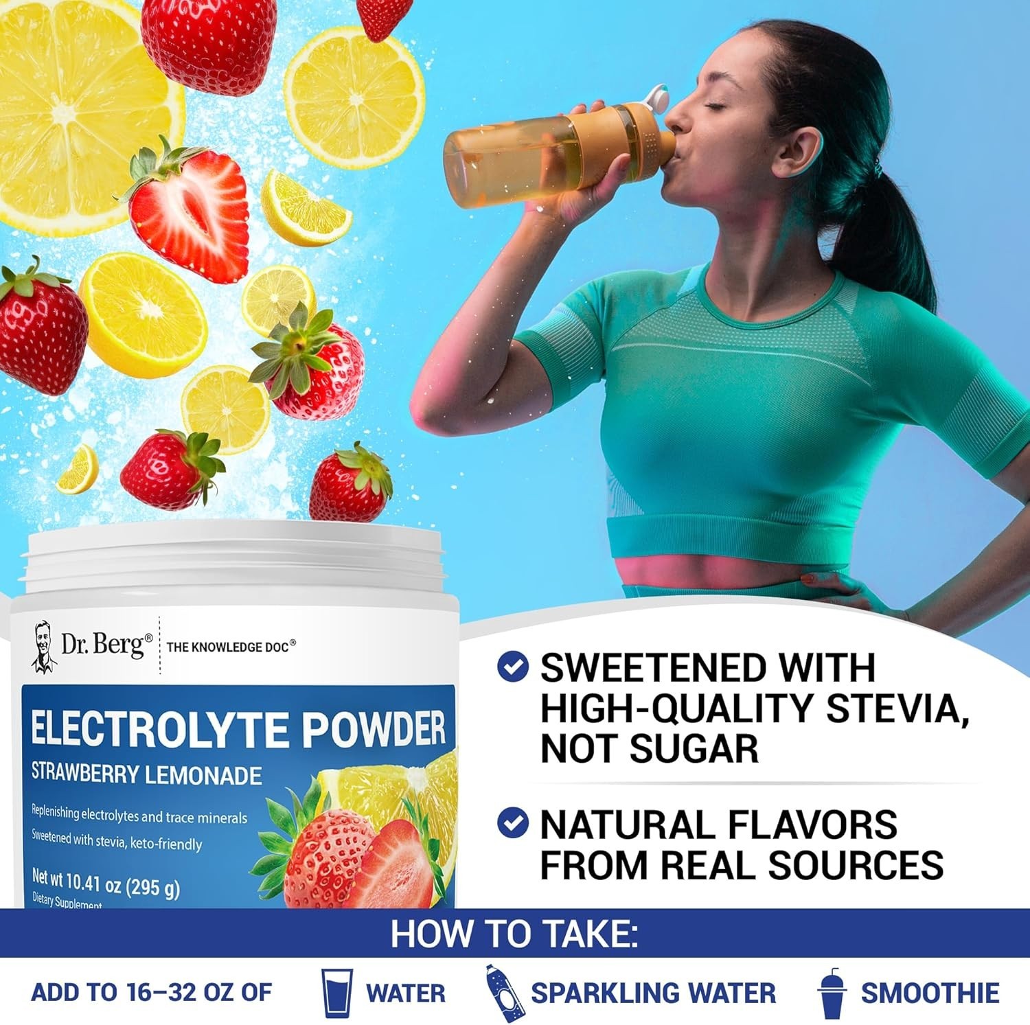 Electrolyte Powder – Strawberry Lemonade Hydration Powder, 50 Servings