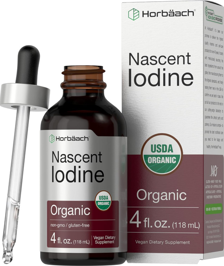 Nascent Iodine 325mcg 4oz Organic Liquid Supplement Non-GMO Gluten Free USA