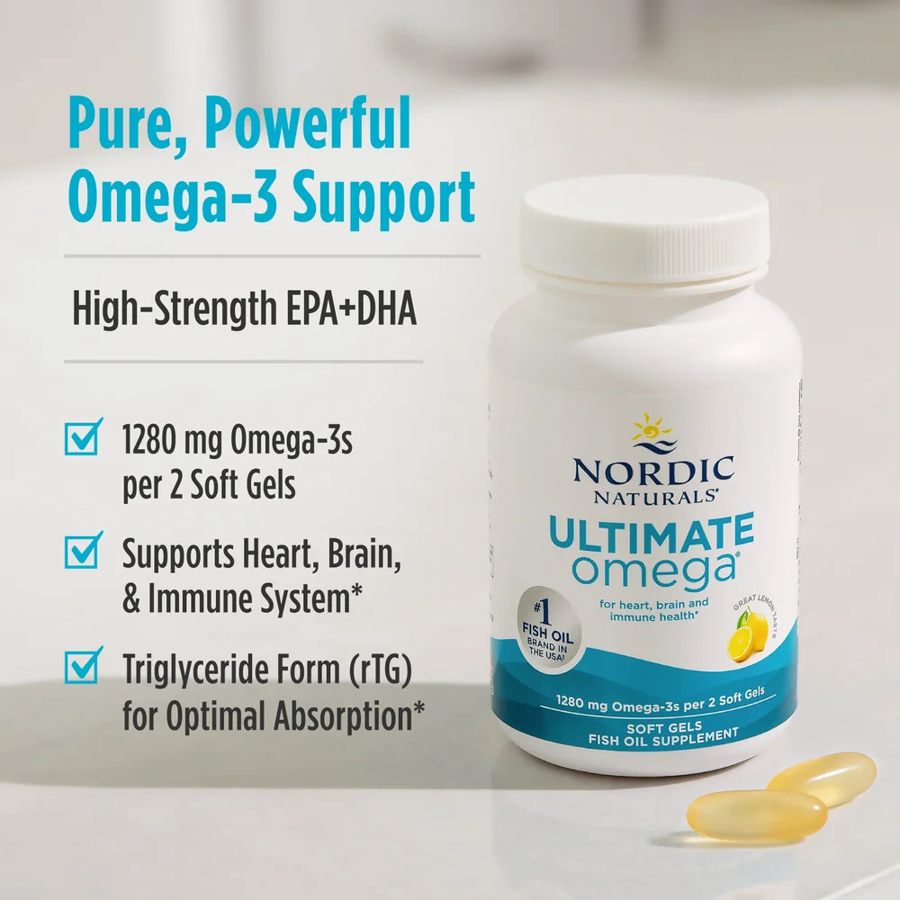 Nordic Naturals Ultimate Omega SoftGels – Concentrated Omega-3 Fish Oil, 120 ct