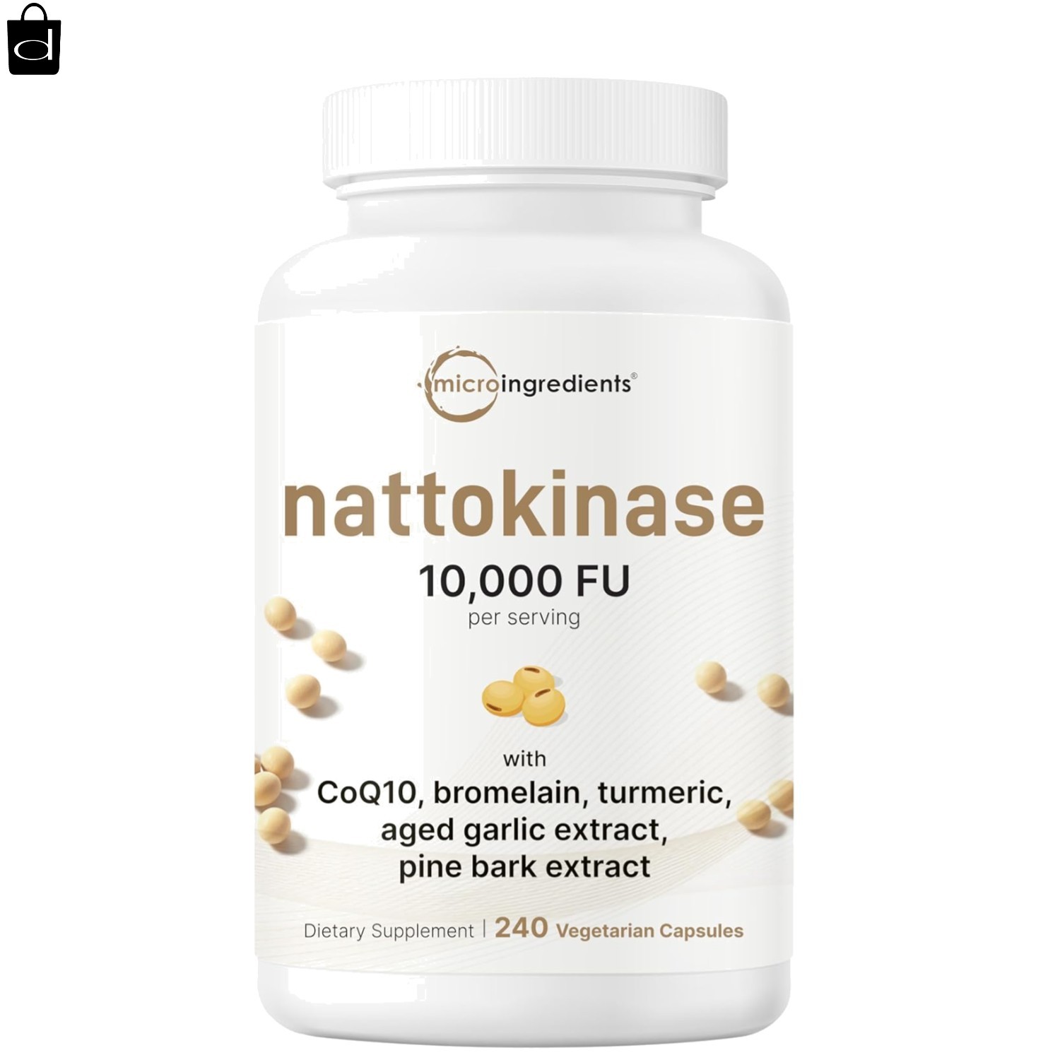 Nattokinase 10,000 FU per Serving (Natural Natto Extract), 240 Vegetarian Capsul