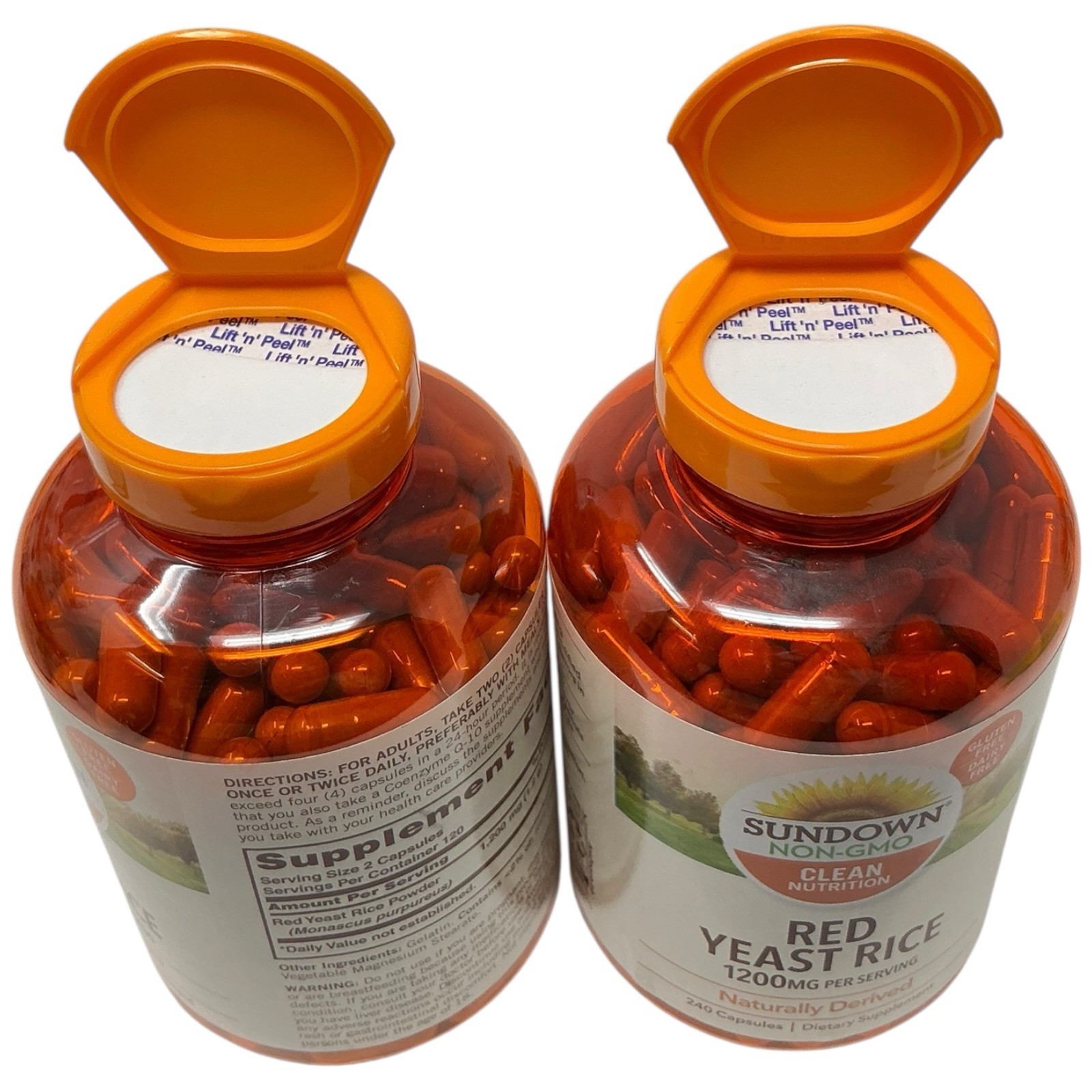 (2) Sundown Naturals Red Y east R ice 1200mg Capsules – 240 Count Exp. 6/26+