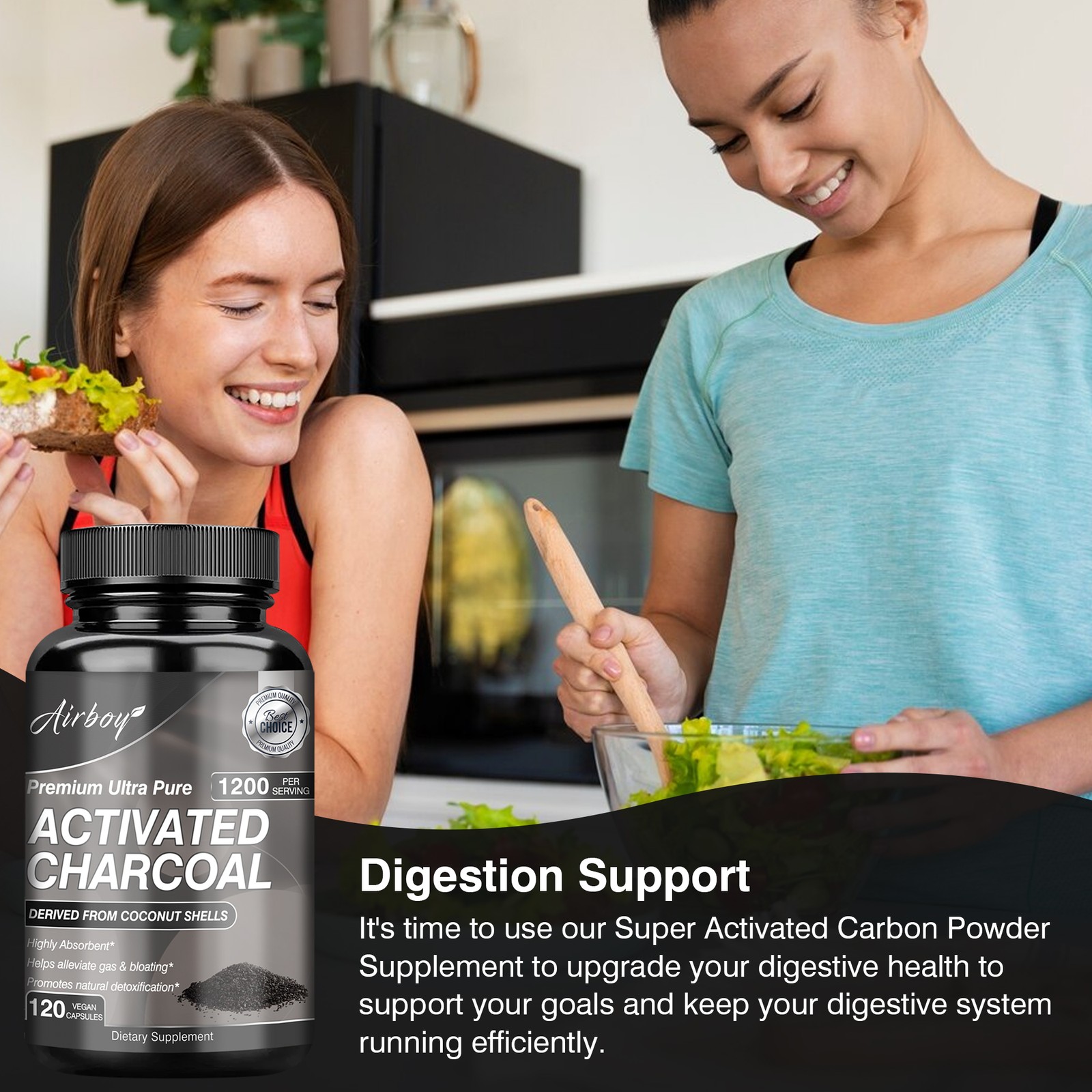 Organic Activated Charcoal Capsules 1200mg – Highly Absorbent, Detox Cleanse