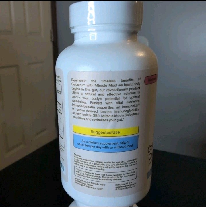 Miracle Moo COLOSTRUM – 90 Capsules – Bovine Grassfed + Immunolin Exp 09/2027