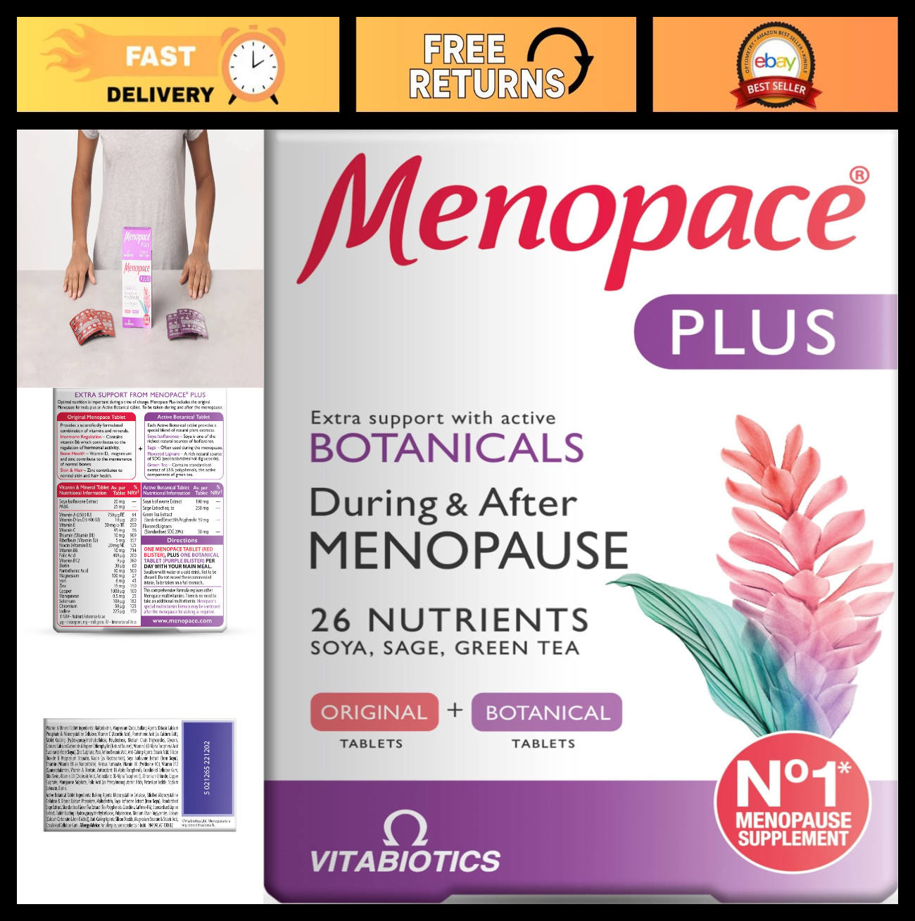 Menopace Plus Active Botanical 56 Tablets – Supports Menopause Relief & Wellness