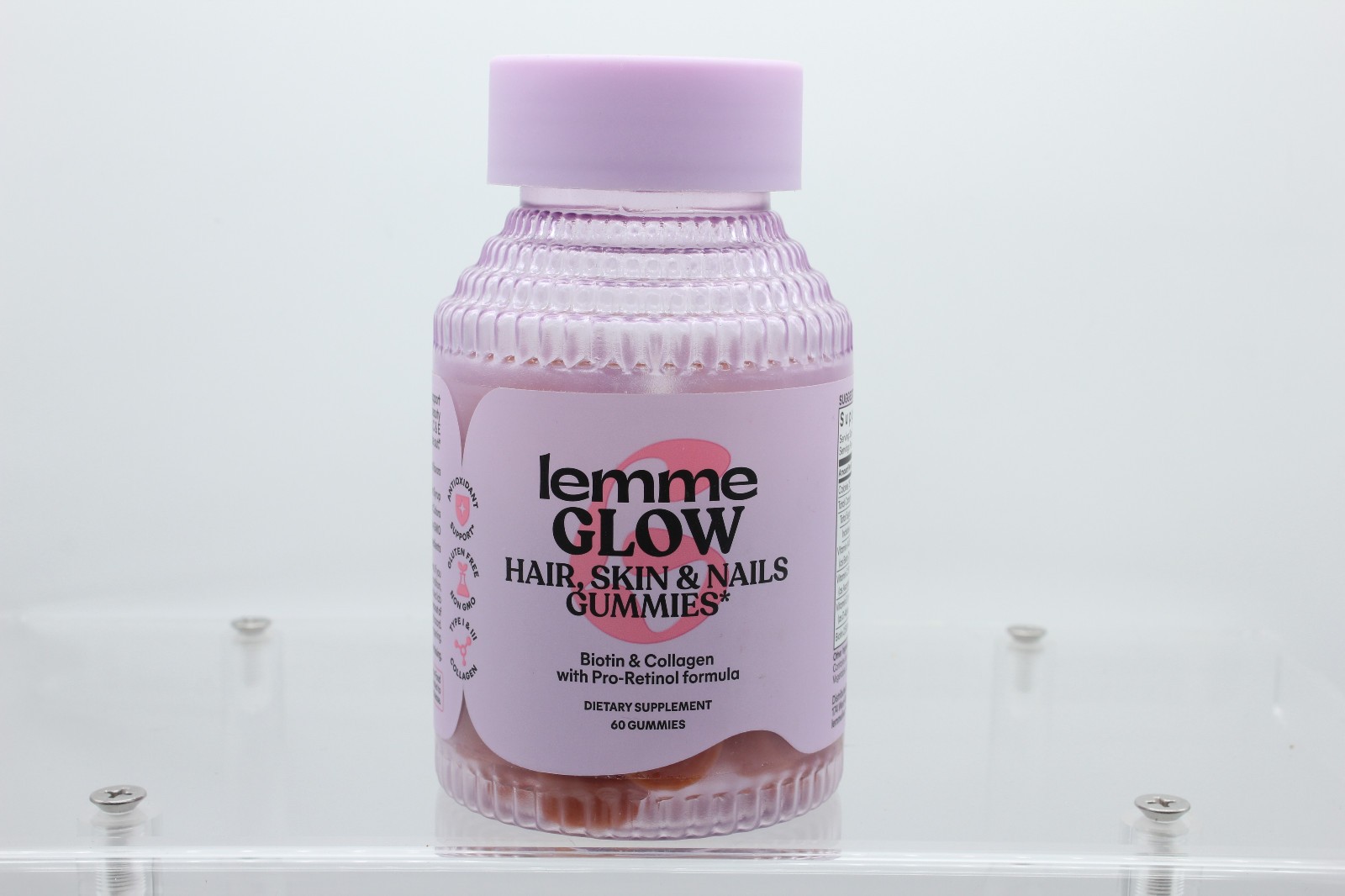 Lemme Glow Hair, Skin & Nails Supplement w/ Biotin & Collagen; 60 Gummies