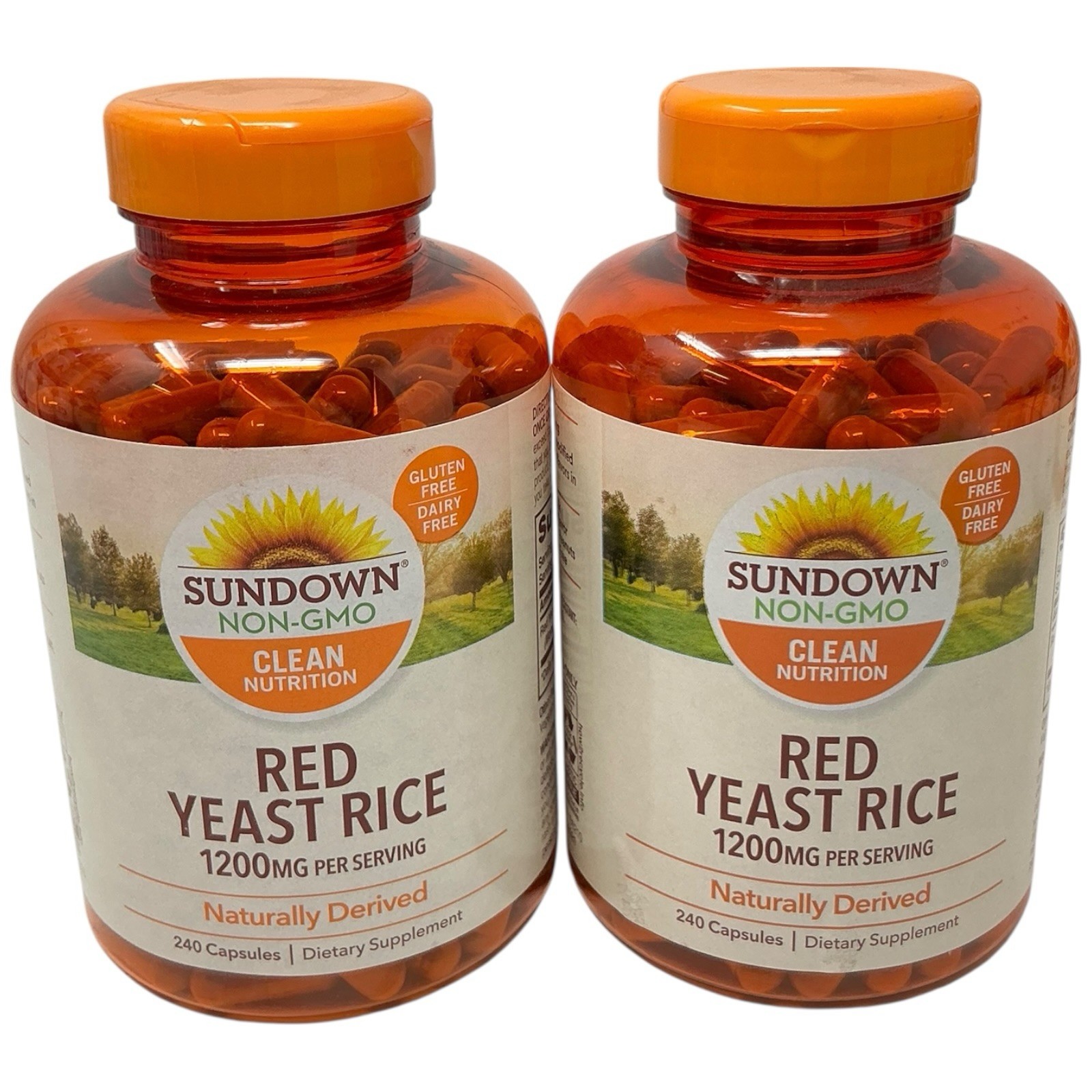(2) Sundown Naturals Red Y east R ice 1200mg Capsules – 240 Count Exp. 6/26+