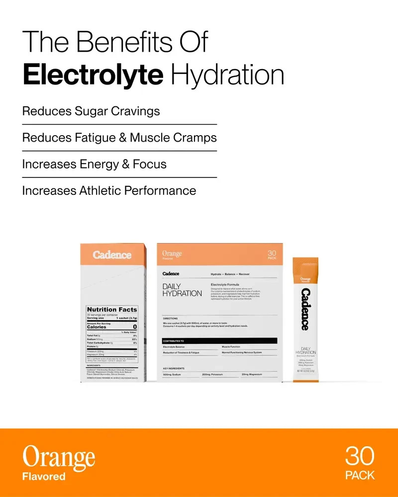 Cadence CORE 500 Electrolyte Drink Mix Sodium Magnesium Potassium, 30 Stick Pack