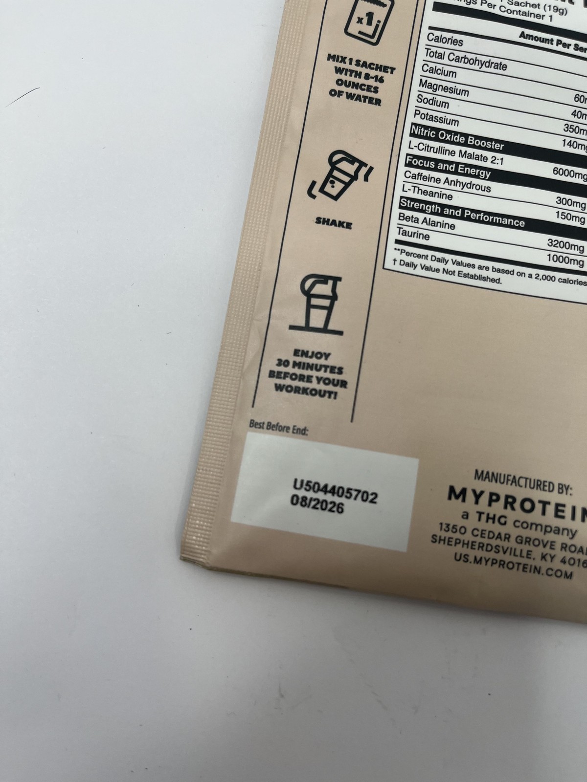 10pk Myprotein Origin Pre-Workout Southern Comfort 0.6oz Sachets Exp 08/26