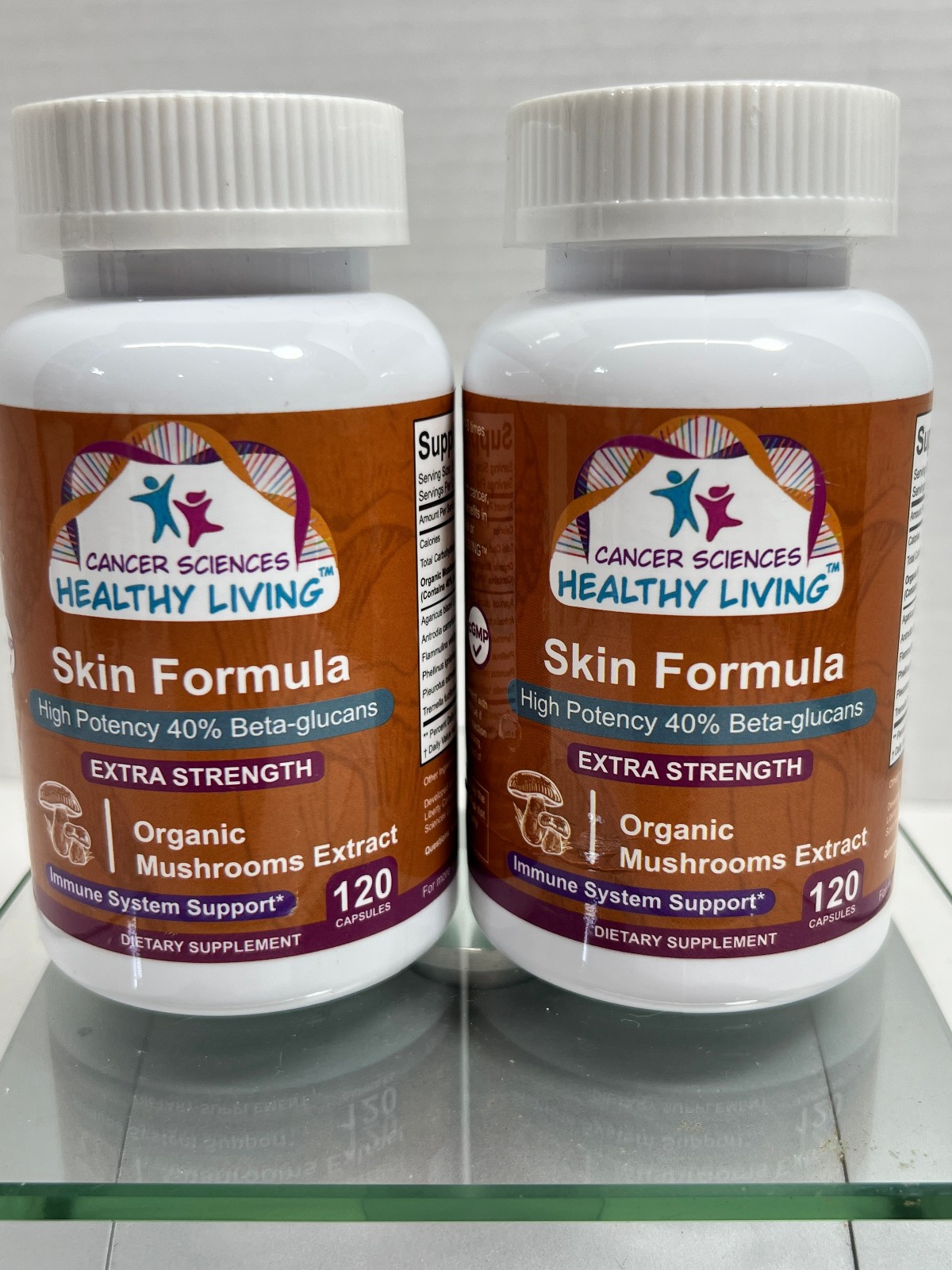 Lot of 2 Bottles Healthy Living Skin Wellness Supplement, Mushroom Extract