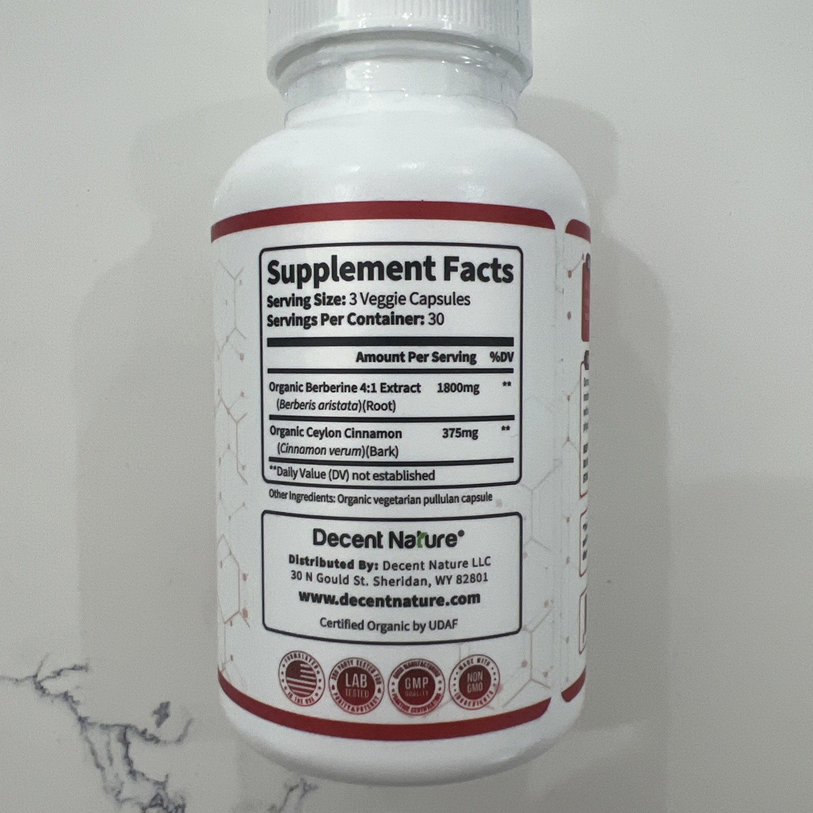 Organic Berberine with Ceylon Cinnamon 2175mg New Sealed 90 Vitamin Capsules