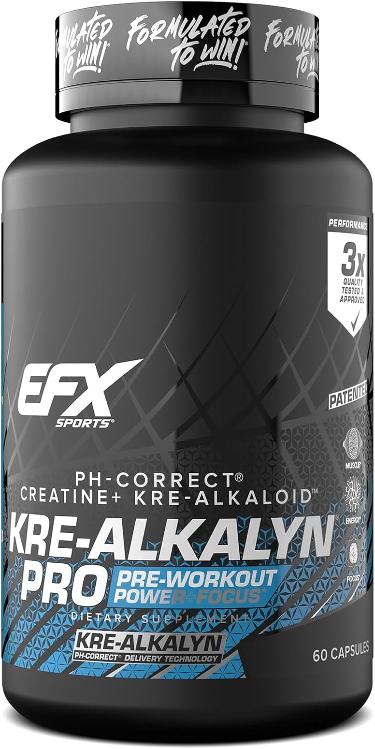 EFX Sports Kre-Alkalyn Pro | pH Correct Creatine 60 Count (Pack of 1)