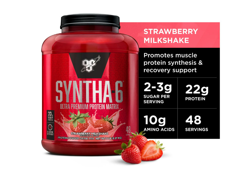 BSN Syntha-6 Protein Powder, Strawberry Milkshake, 5 lb