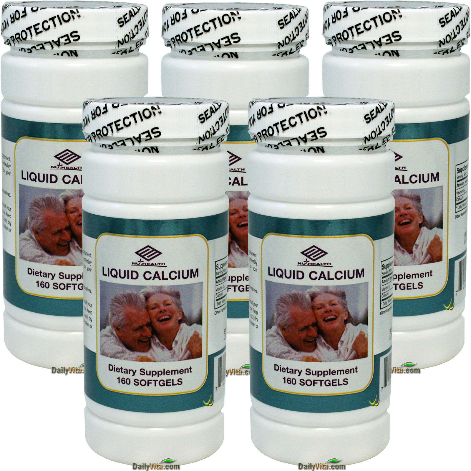 5 x Liquid Calcium Plus + Vitamin-D 300 MG 160 Softgels Total 800 Gels