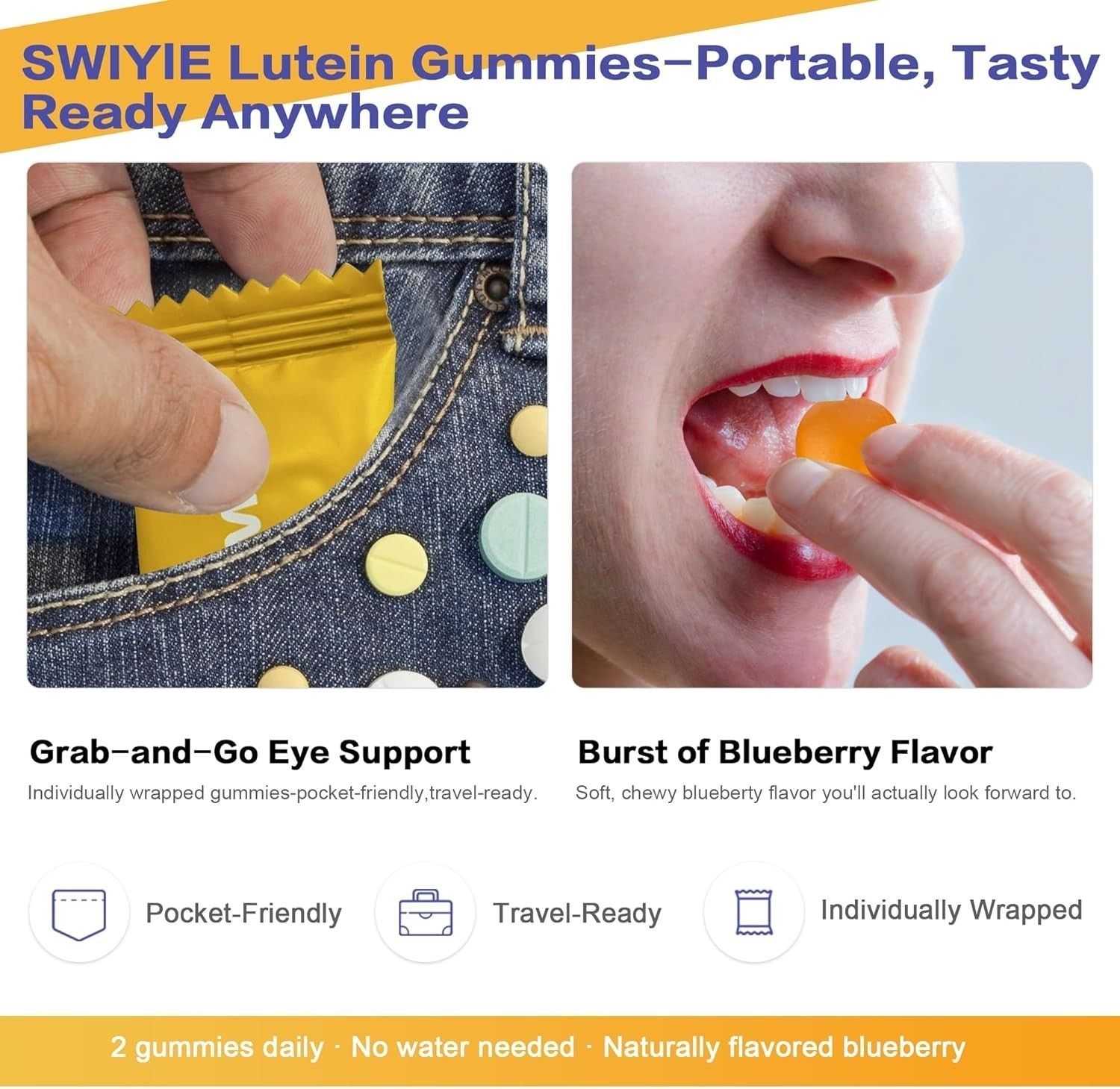 LUXRY SWIYIE Lutein Gummies – Eye Health Support with Lutein&Zeaxanthin, 60 Gums