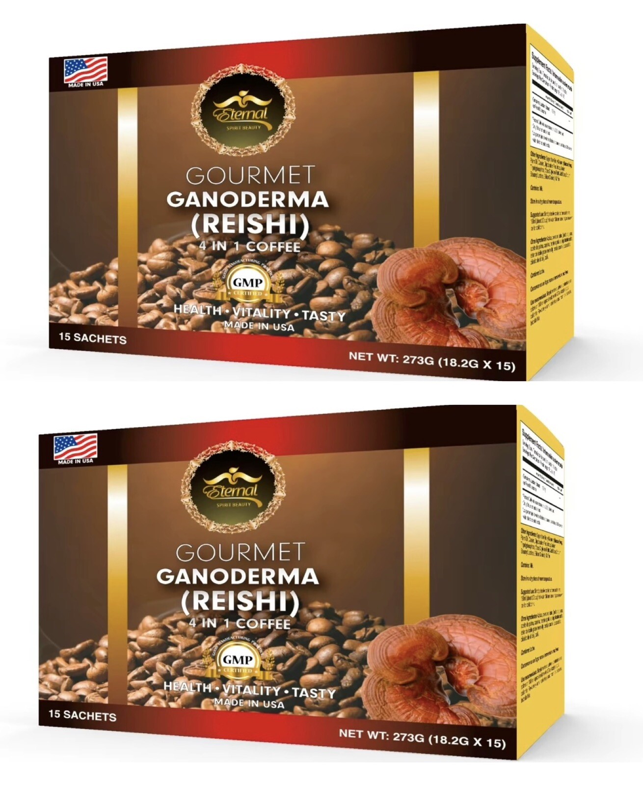 2x Cafe Con Ganoderma  Reishi 4 En 1 Eternal Spirit Beauty 15 Sobres USA SELLER