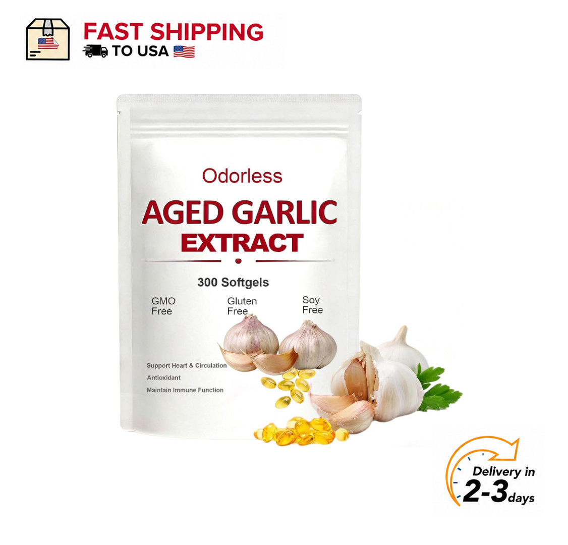 Aged Garlic Extract 300ct Odorless Organic Heart&Immune Support Natural Softgels
