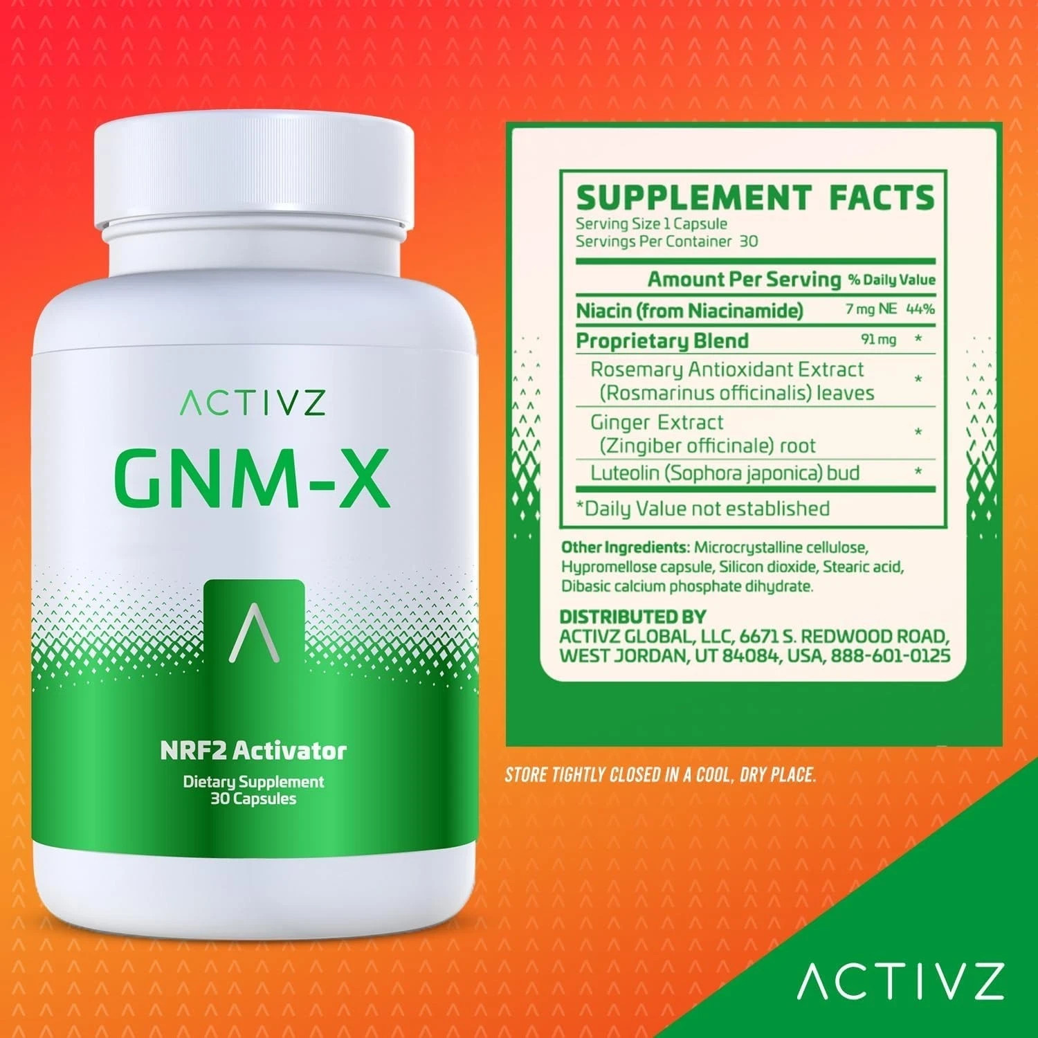 NEW ACTIVZ GNM-X Nrf2 Activator for Genetic Cellular Defense 30 Cap NEW LOGO