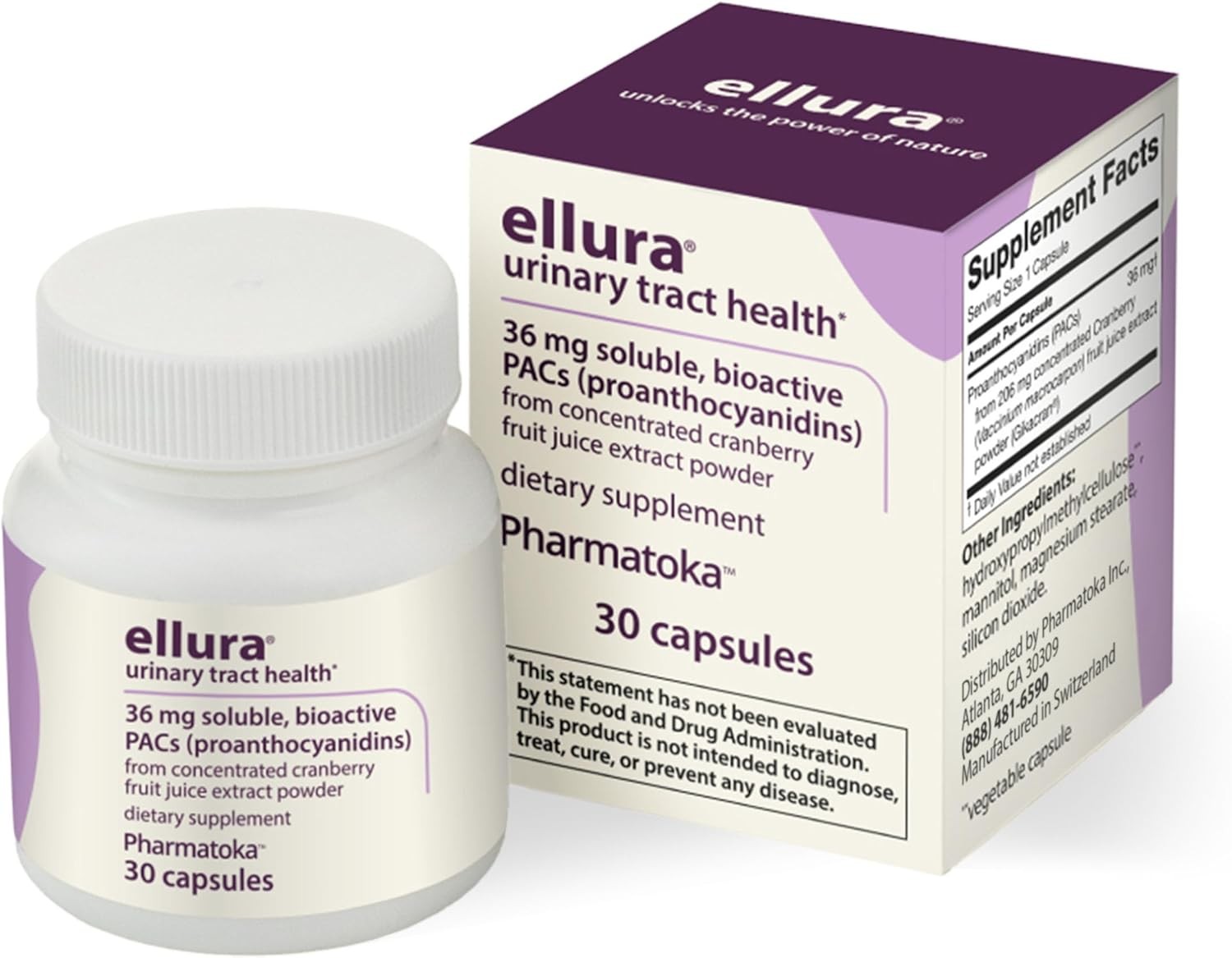ellura 36 mg Clinically Backed Soluble, Bioactive PACs – 100% Concentrated Cra