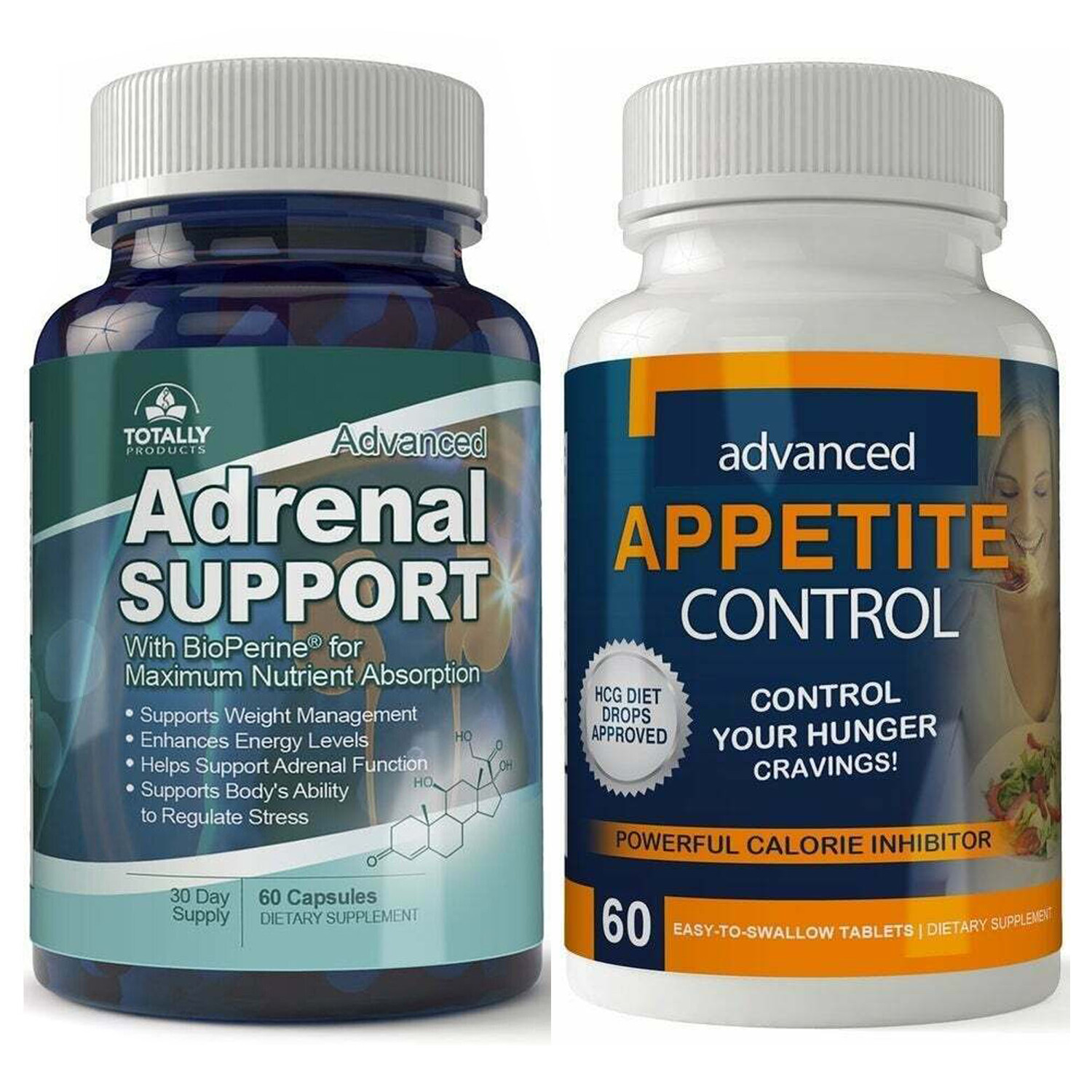 Adrenal Support Energy Supplement & Appetite Control Weight Management 60 Tabs