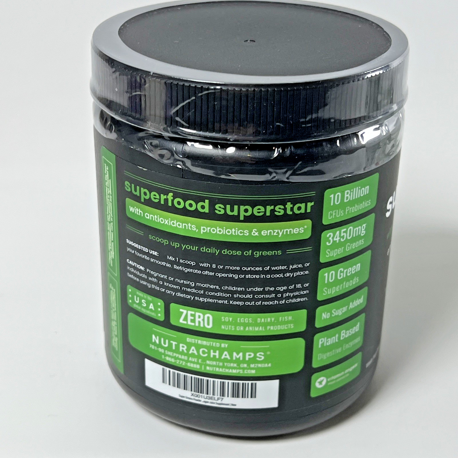 NEW Nutrachamps Super Greens Premium Powder w/Superfoods, Probiotics, Enzymes