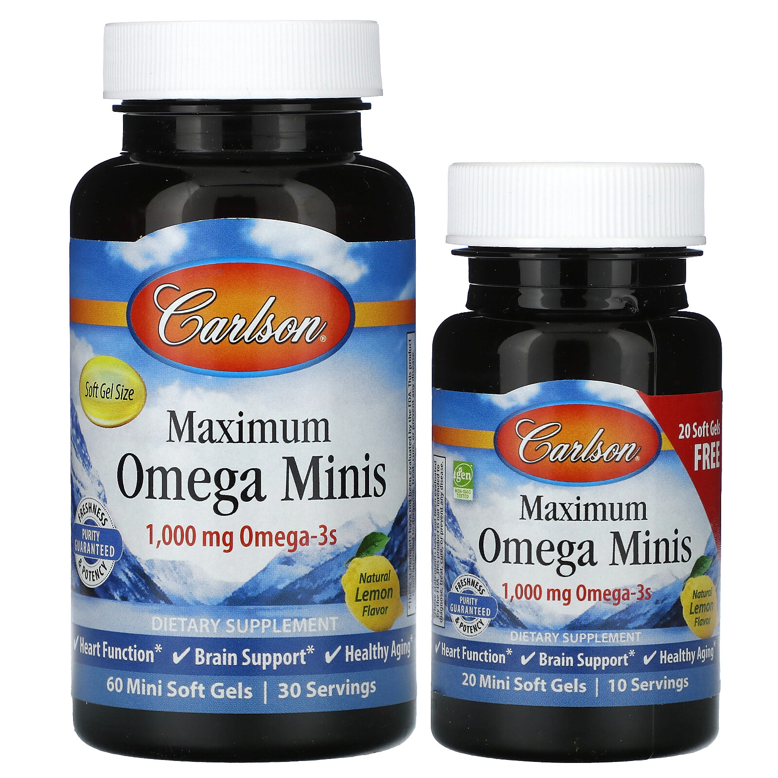 Maximum Omega Minis, Natural Lemon, 500 mg, 80 Mini Soft Gels