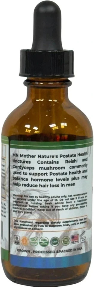 Organic Prostate Health Liquid Drops Tincture – Saw Palmetto Reishi Cordyceps