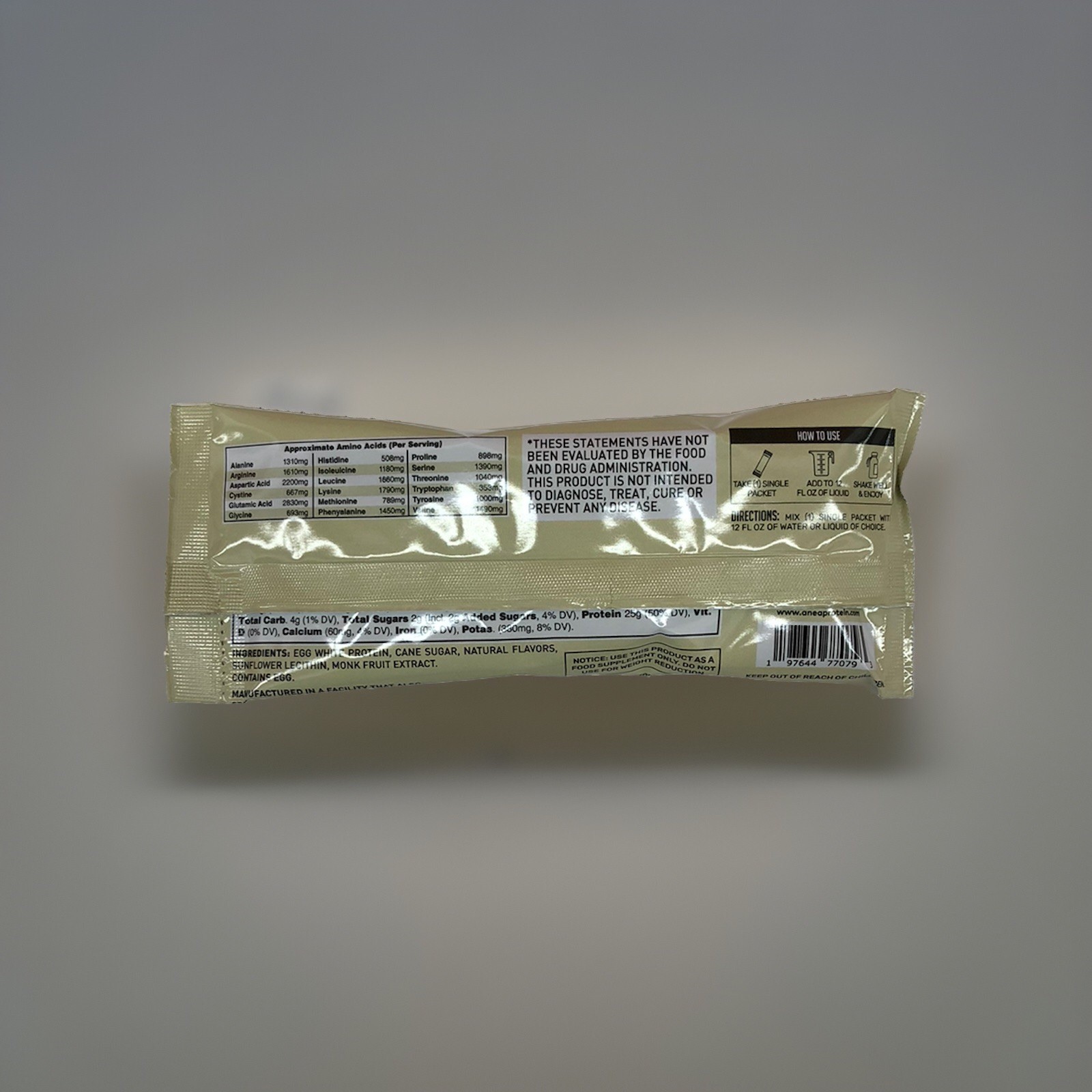 Anea Egg White Protein Vanilla 50 Individual Packets 1.1oz 25grams Protein Each