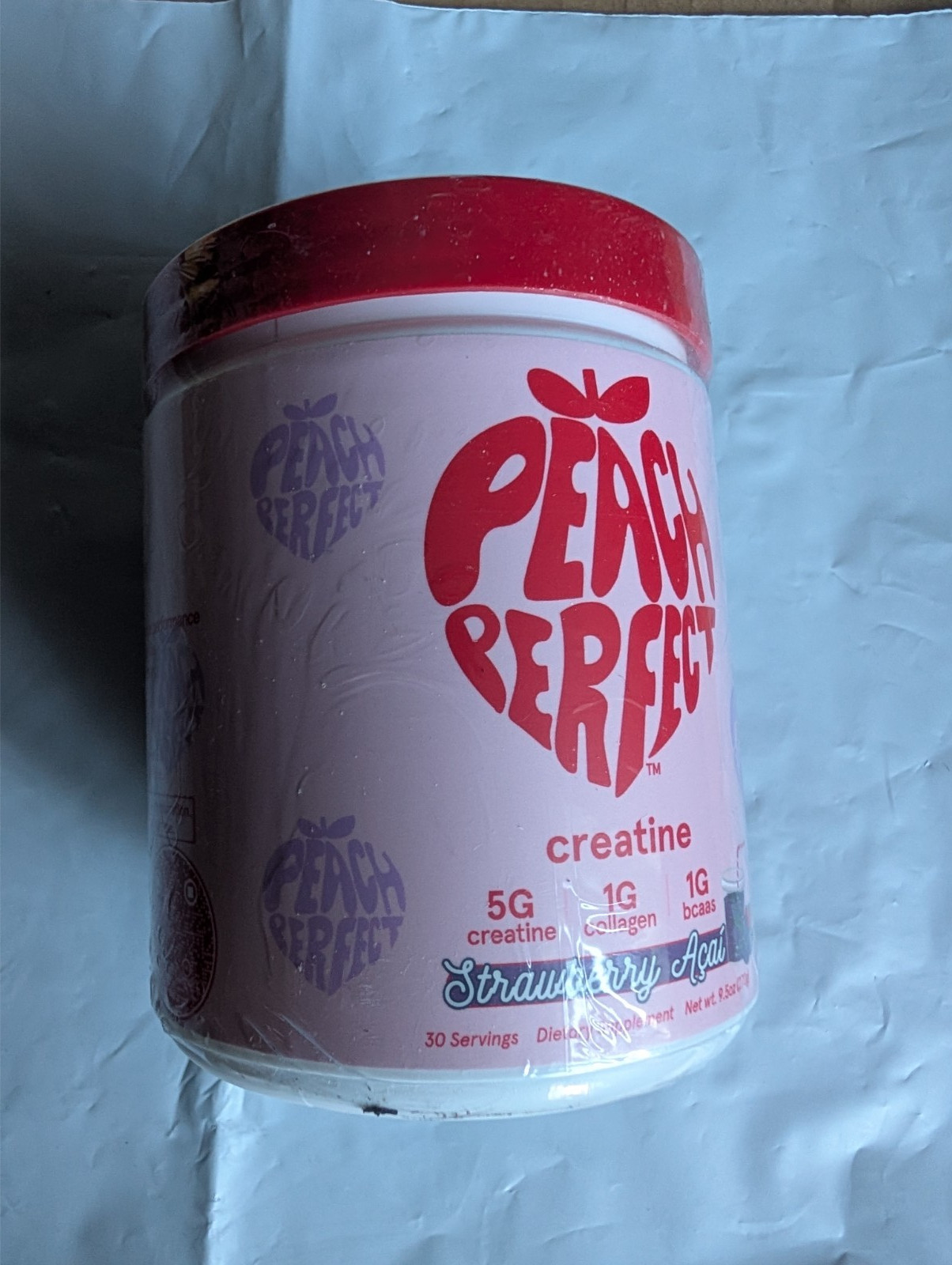 Peach Perfect Creatine Monohydrate Powder Glute Builder Strawberry Açaí Exp 6/27