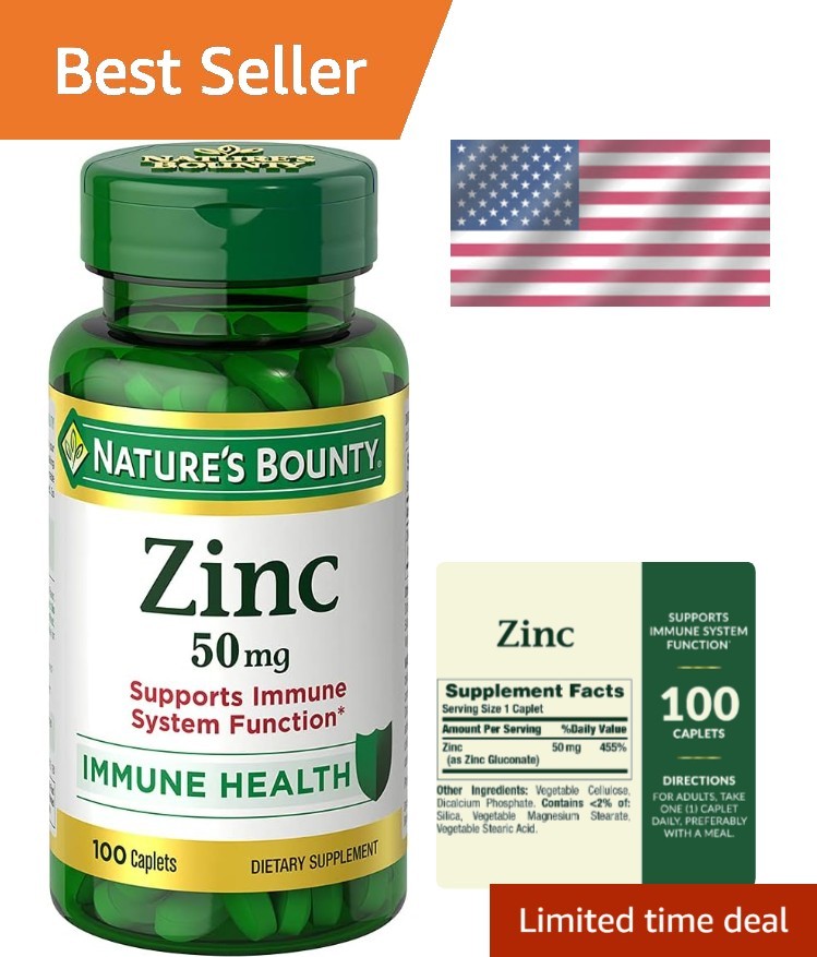 NATURES BOUNTY ZINC ~ Supports Immune Health 50mg., 400 ct Tablets ~ Exp 10/2029
