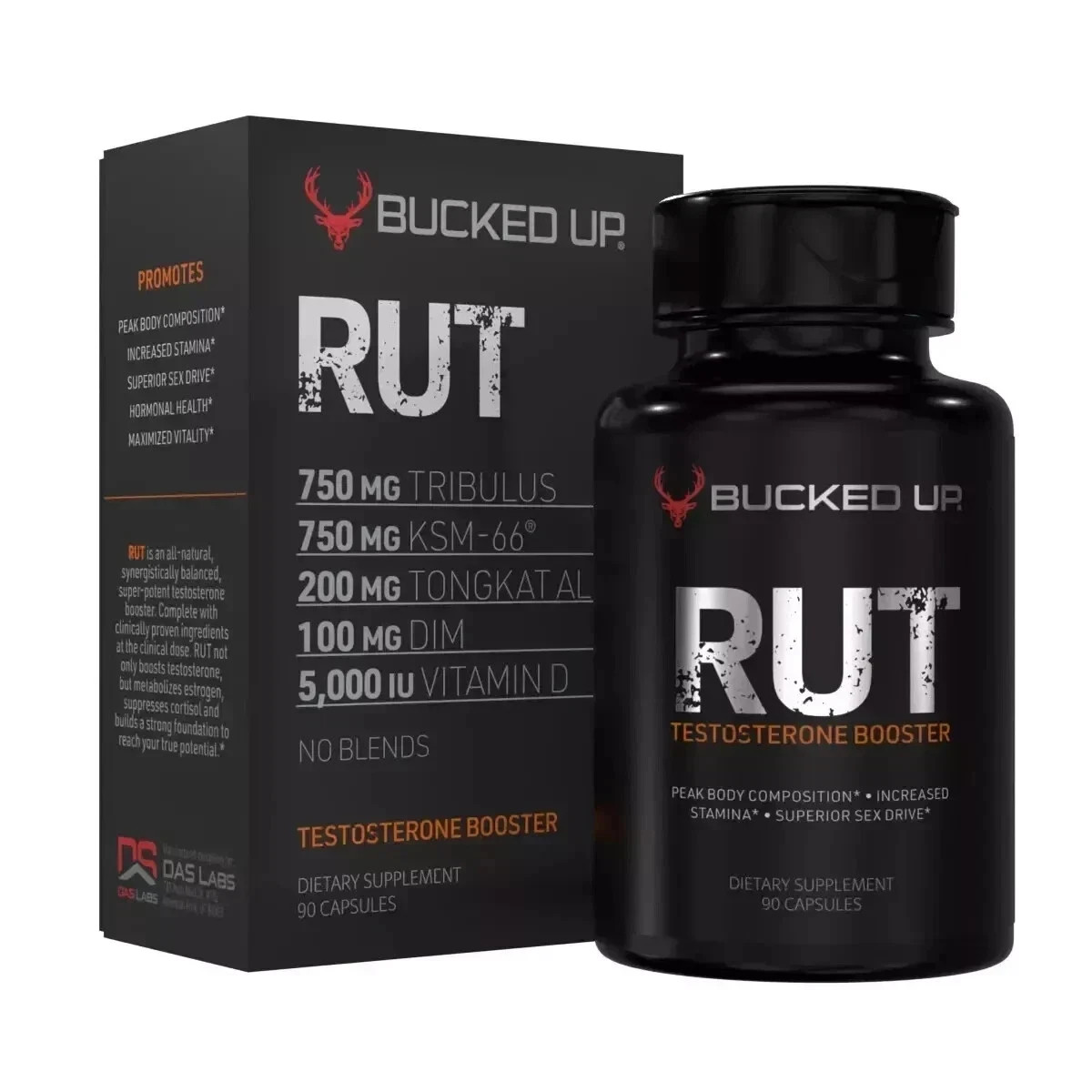 BUCKED UP RUT TESTOSTERONE BOOSTER 90Caps 30Serv Hormone Balance Mood ( 1 Pack )