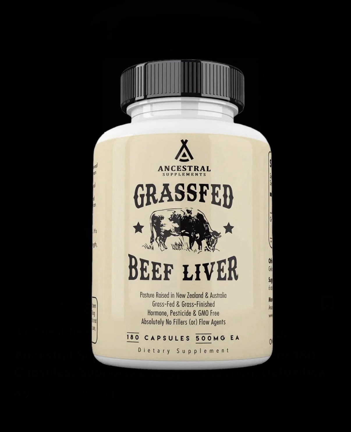 Ancestral Supplements Grassfed Beef Liver – 180 Capsules