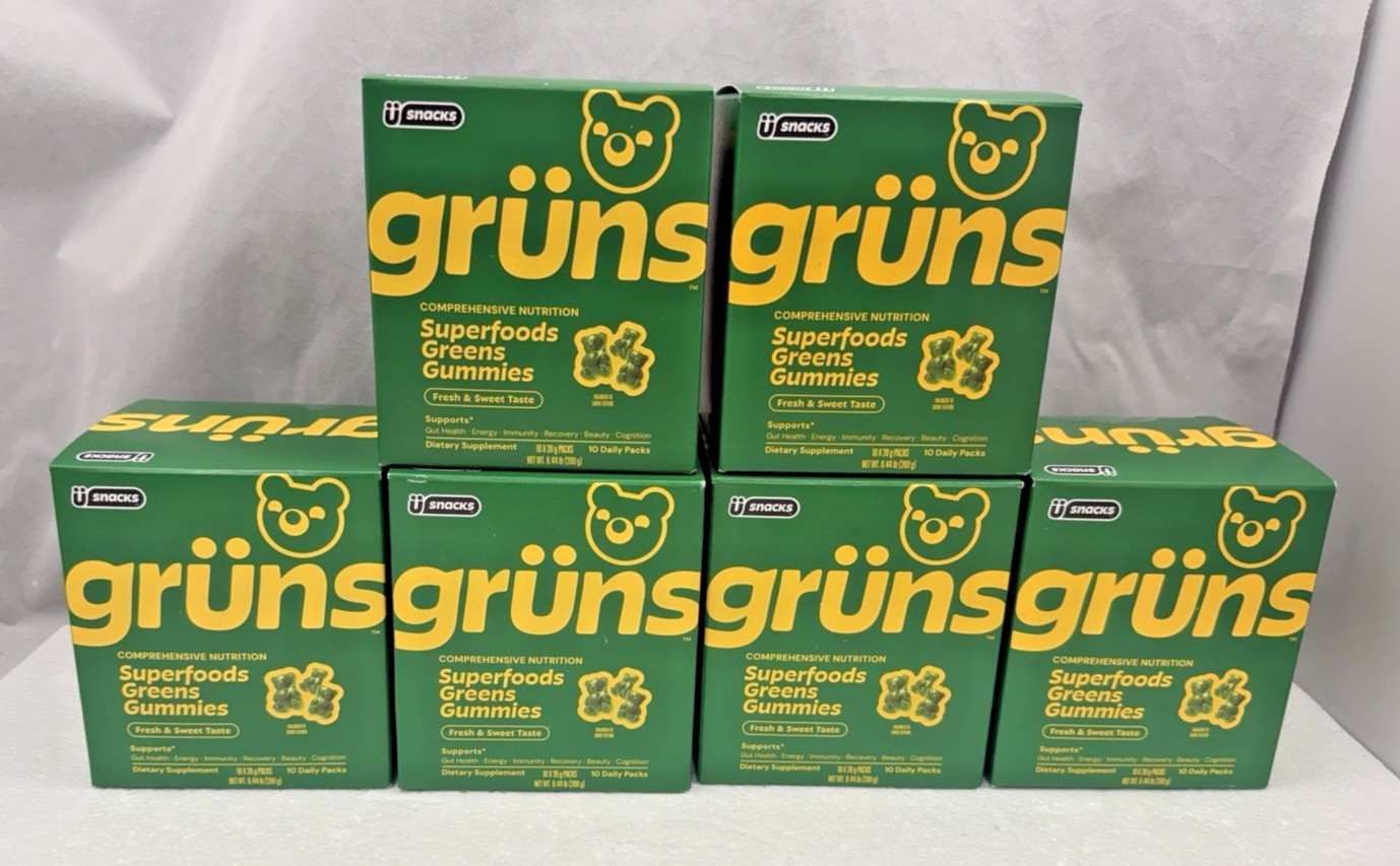 6 Boxes GRUNS Adult Superfoods Greens Gummies Gummy Bears 10 each Total 60 Packs