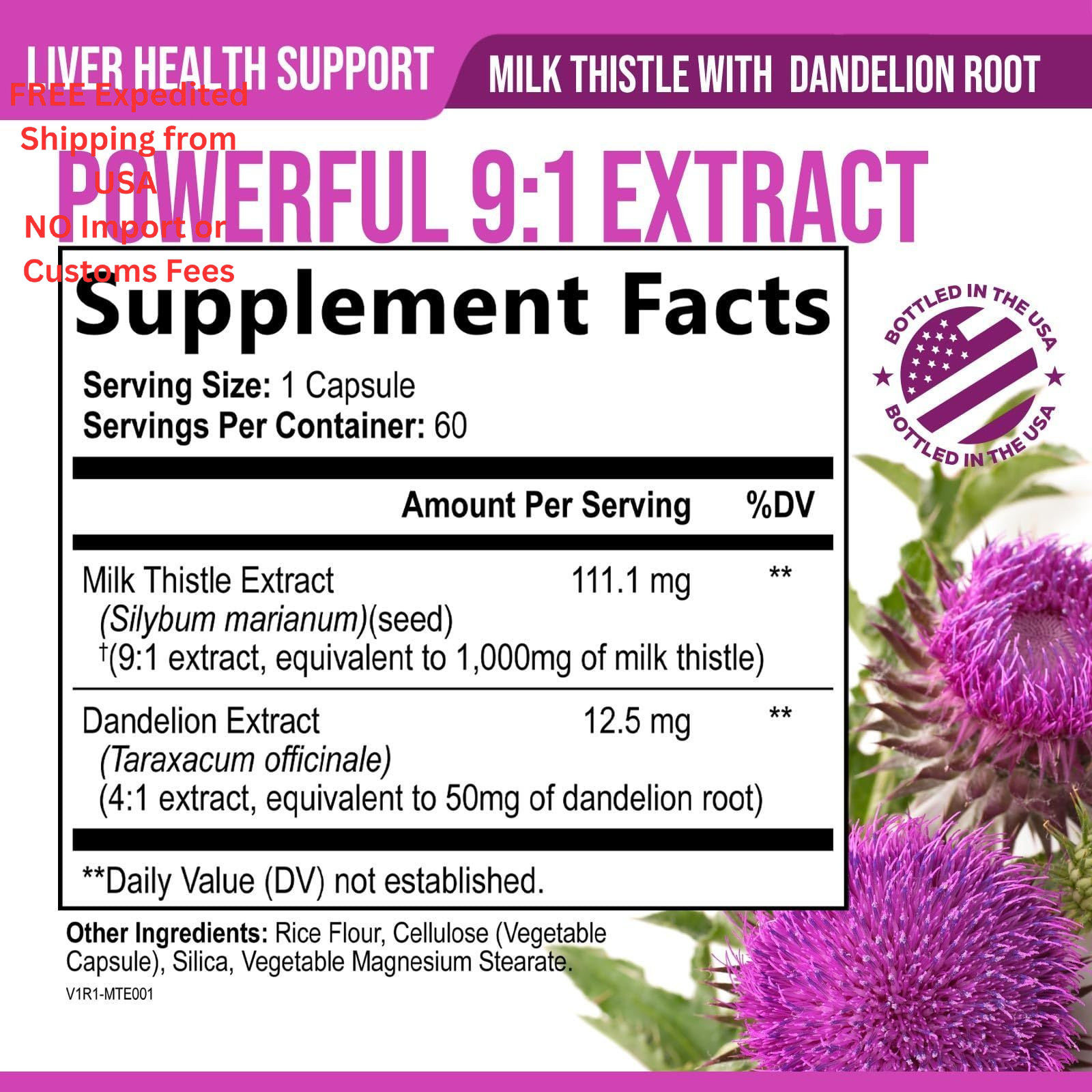 Milk Thistle Supplement – Advanced Liver Cleanse Detox & 60 Count (Pack of 1)